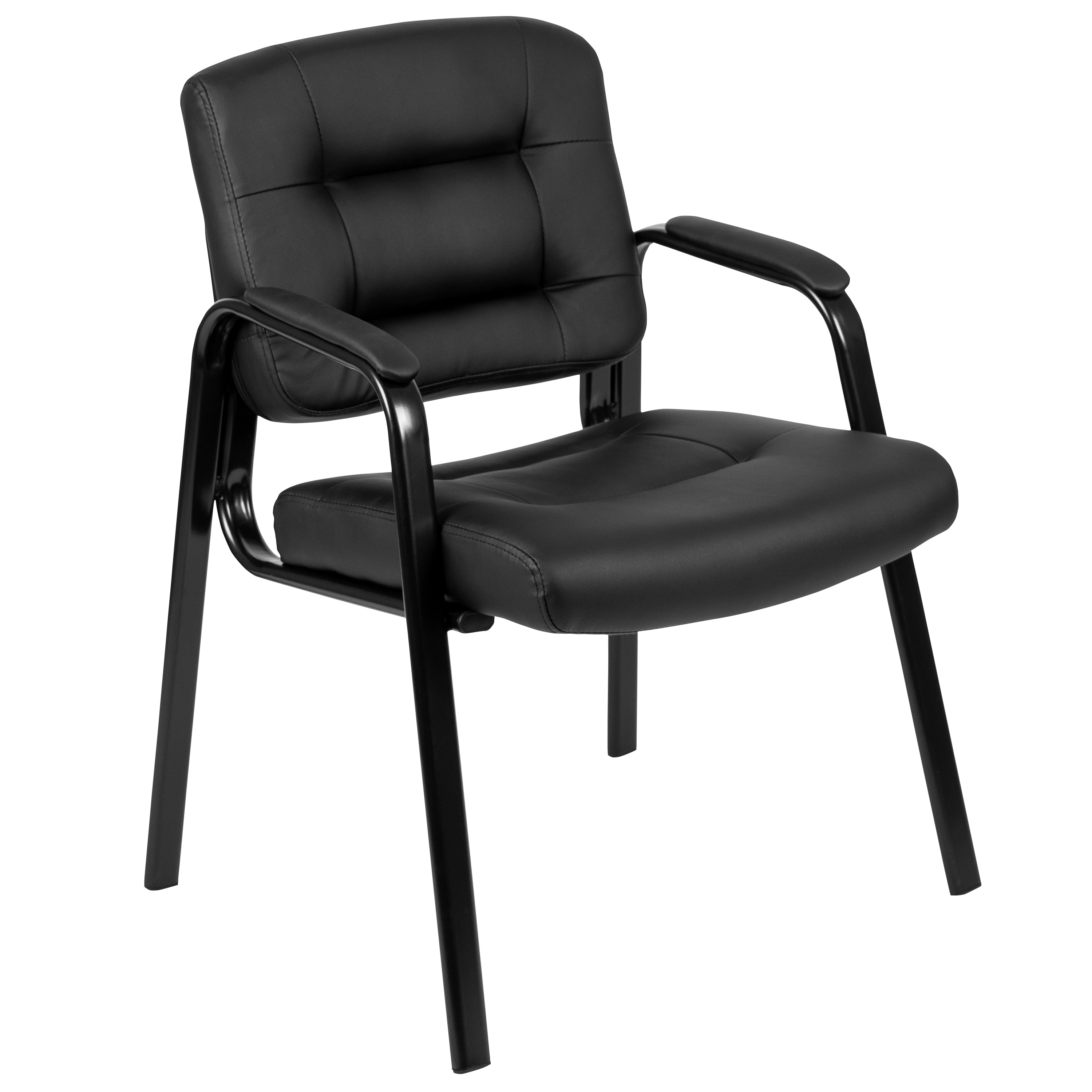 Darwin Flash Fundamentals Black LeatherSoft Executive Reception Chair with Black Metal Frame