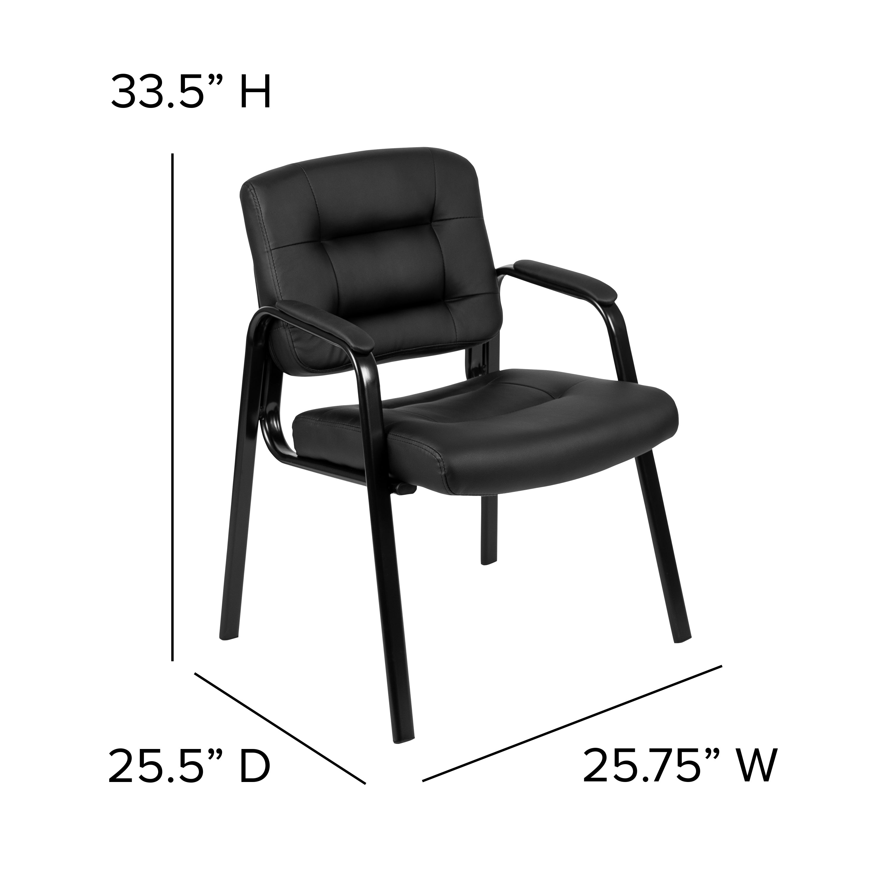 Darwin Flash Fundamentals Black LeatherSoft Executive Reception Chair with Black Metal Frame