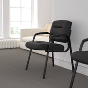 Darwin Flash Fundamentals Black LeatherSoft Executive Reception Chair with Black Metal Frame