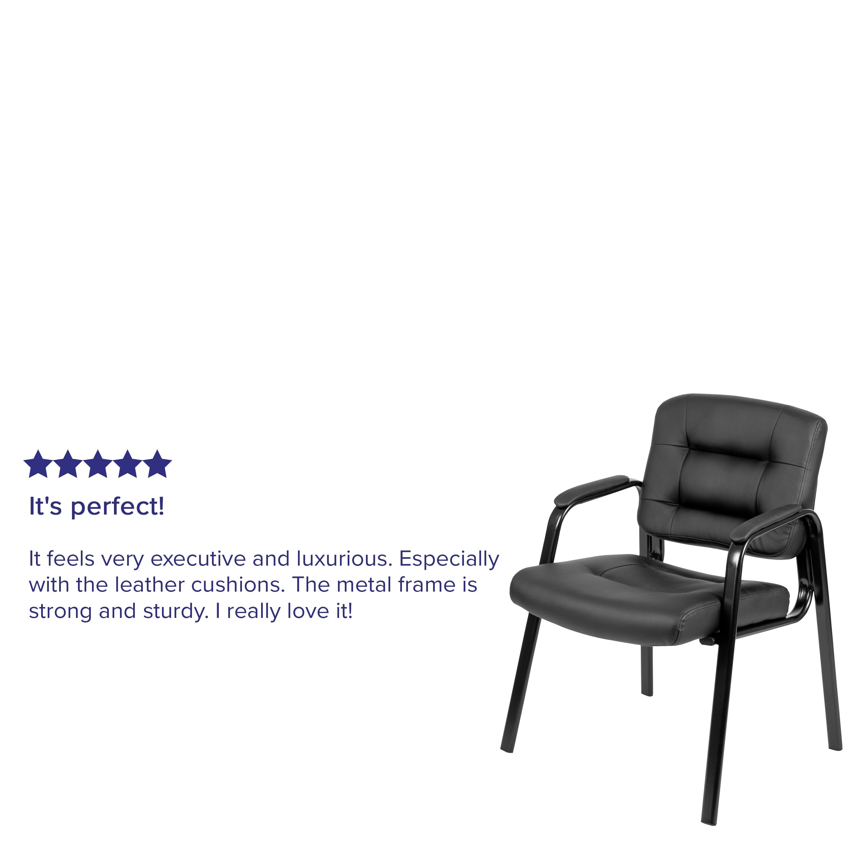 Darwin Flash Fundamentals Black LeatherSoft Executive Reception Chair with Black Metal Frame