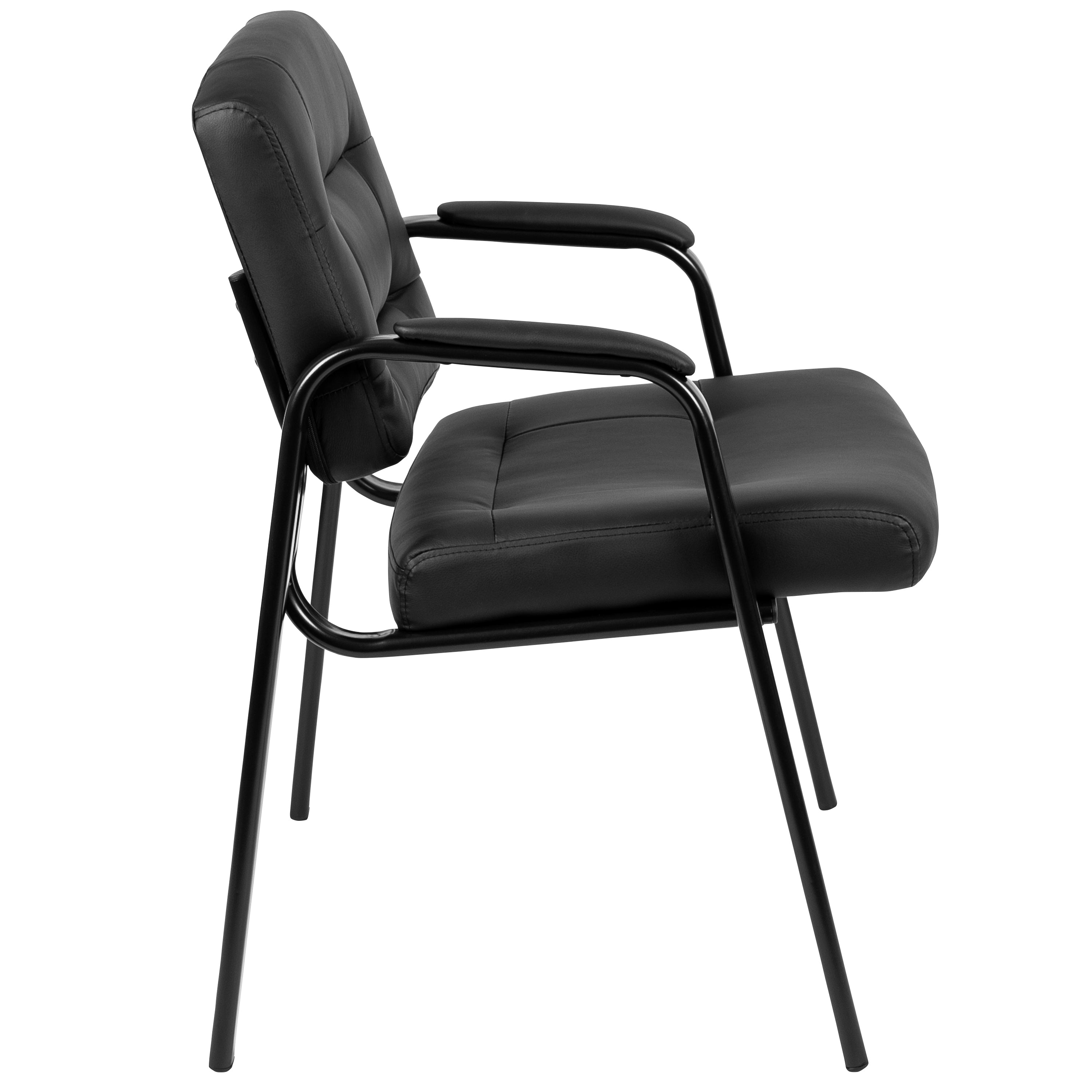 Darwin Flash Fundamentals Black LeatherSoft Executive Reception Chair with Black Metal Frame