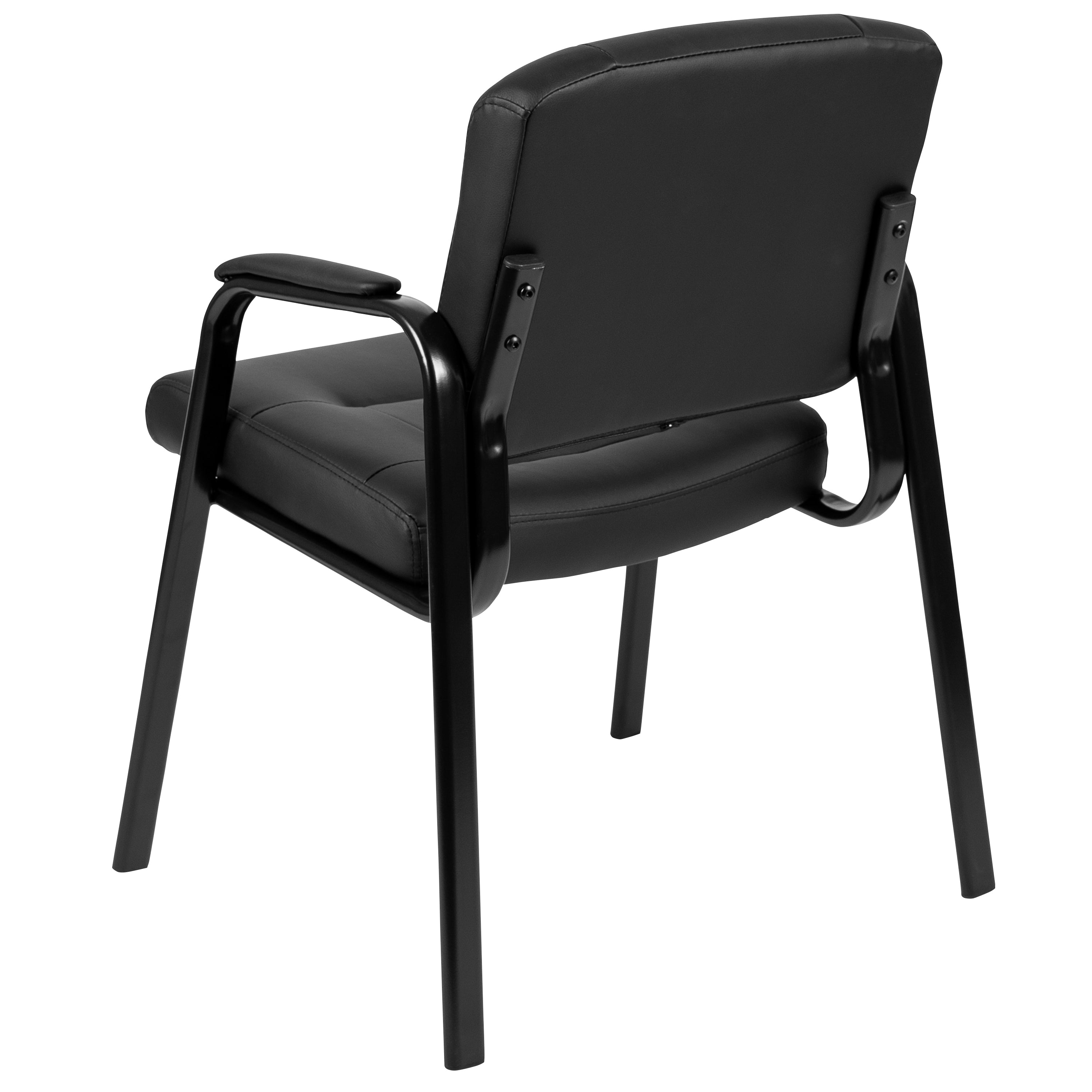 Darwin Flash Fundamentals Black LeatherSoft Executive Reception Chair with Black Metal Frame