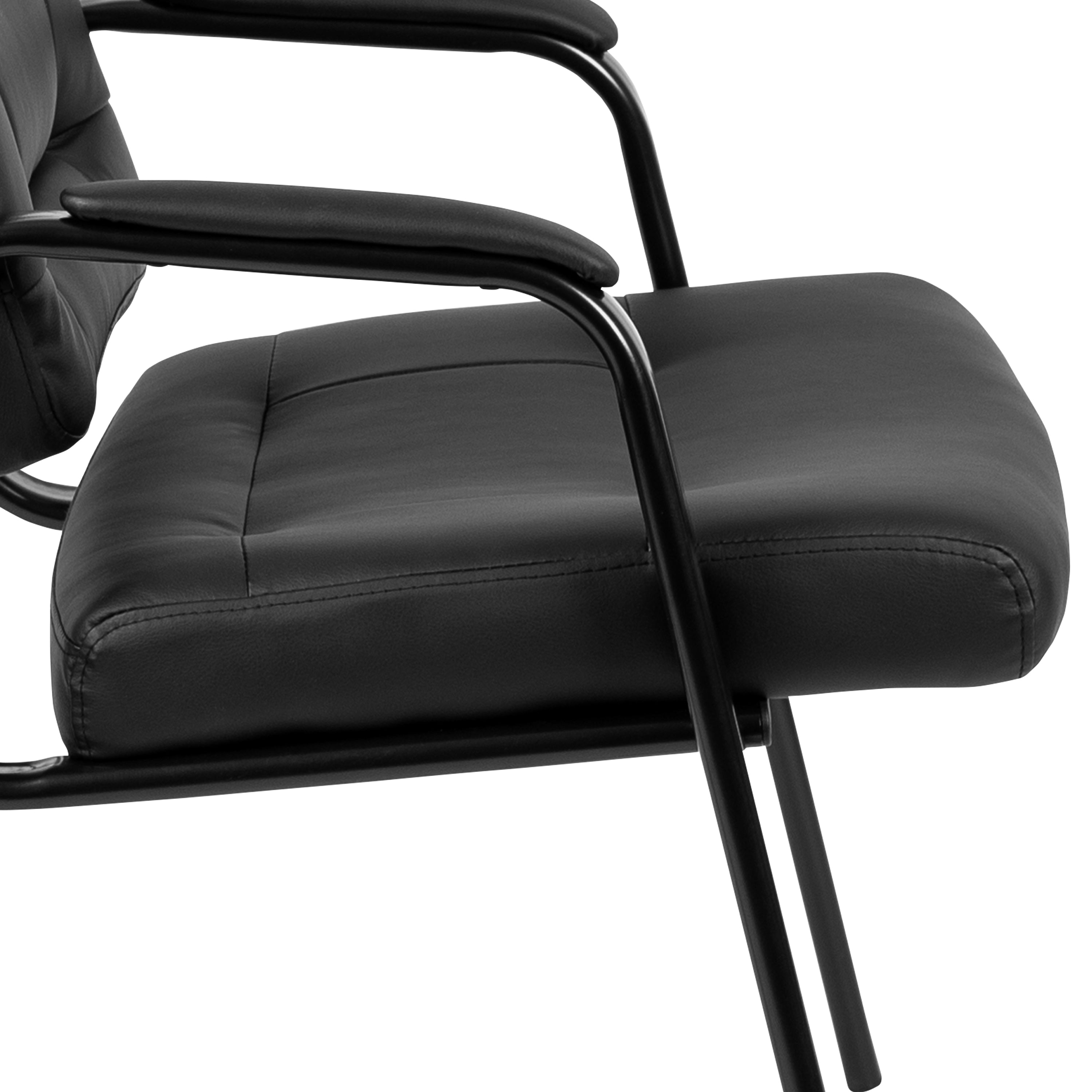 Darwin Flash Fundamentals Black LeatherSoft Executive Reception Chair with Black Metal Frame
