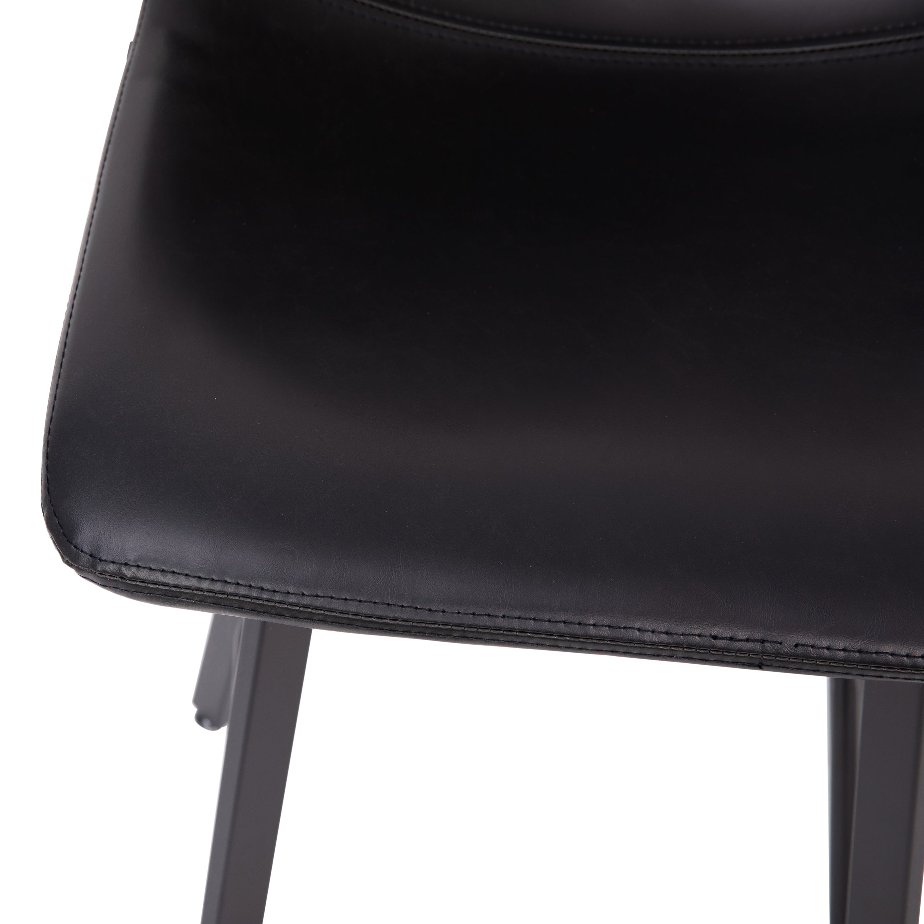 Caleb Modern Armless 24 Inch Counter Height Stools Commercial Grade with Footrests in Black LeatherSoft and Black Matte Metal Frames, Set of 2