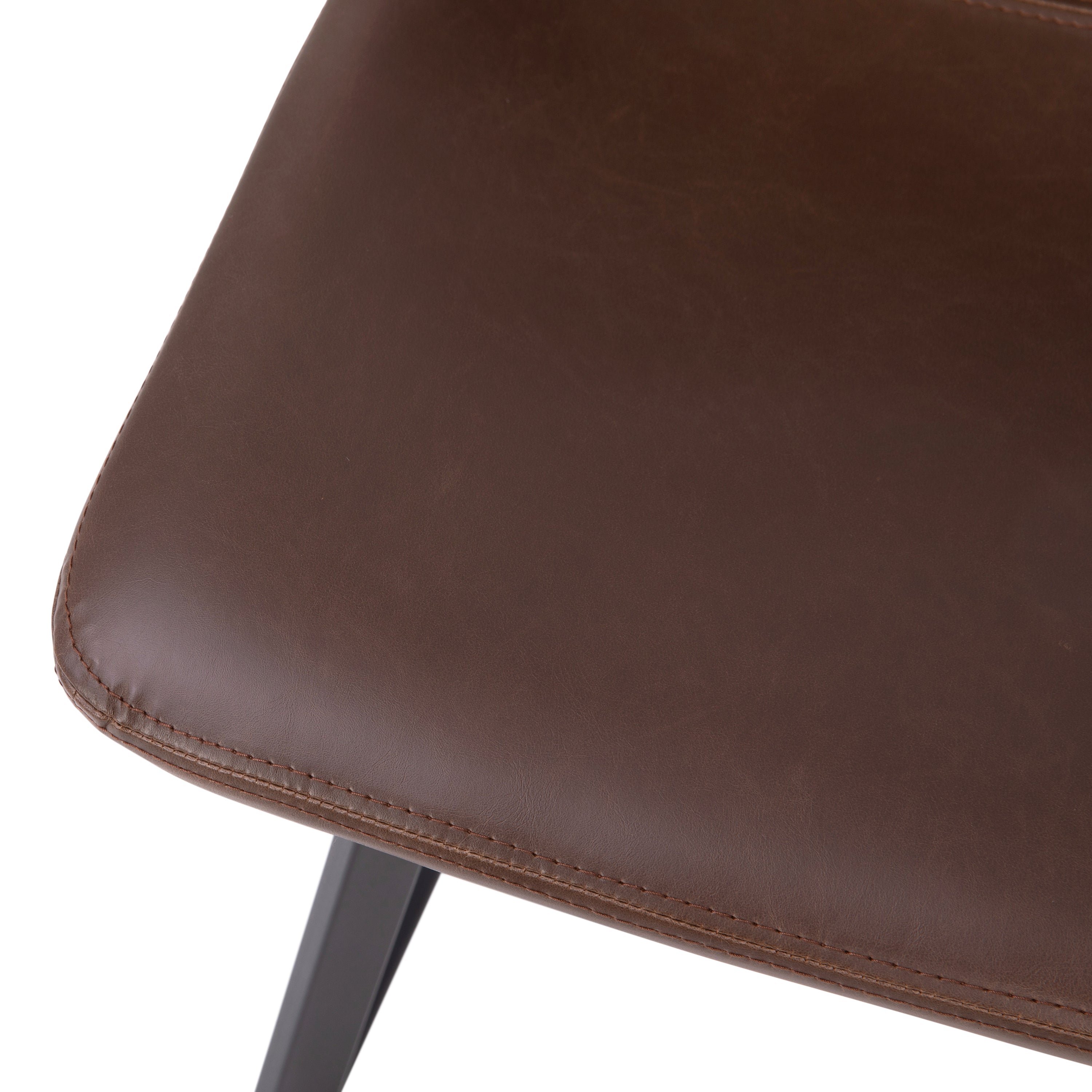 Caleb Modern Armless 24 Inch Counter Height Stools Commercial Grade w/Footrests in Chocolate Brown LeatherSoft and Black Matte Metal Frames, Set of 2