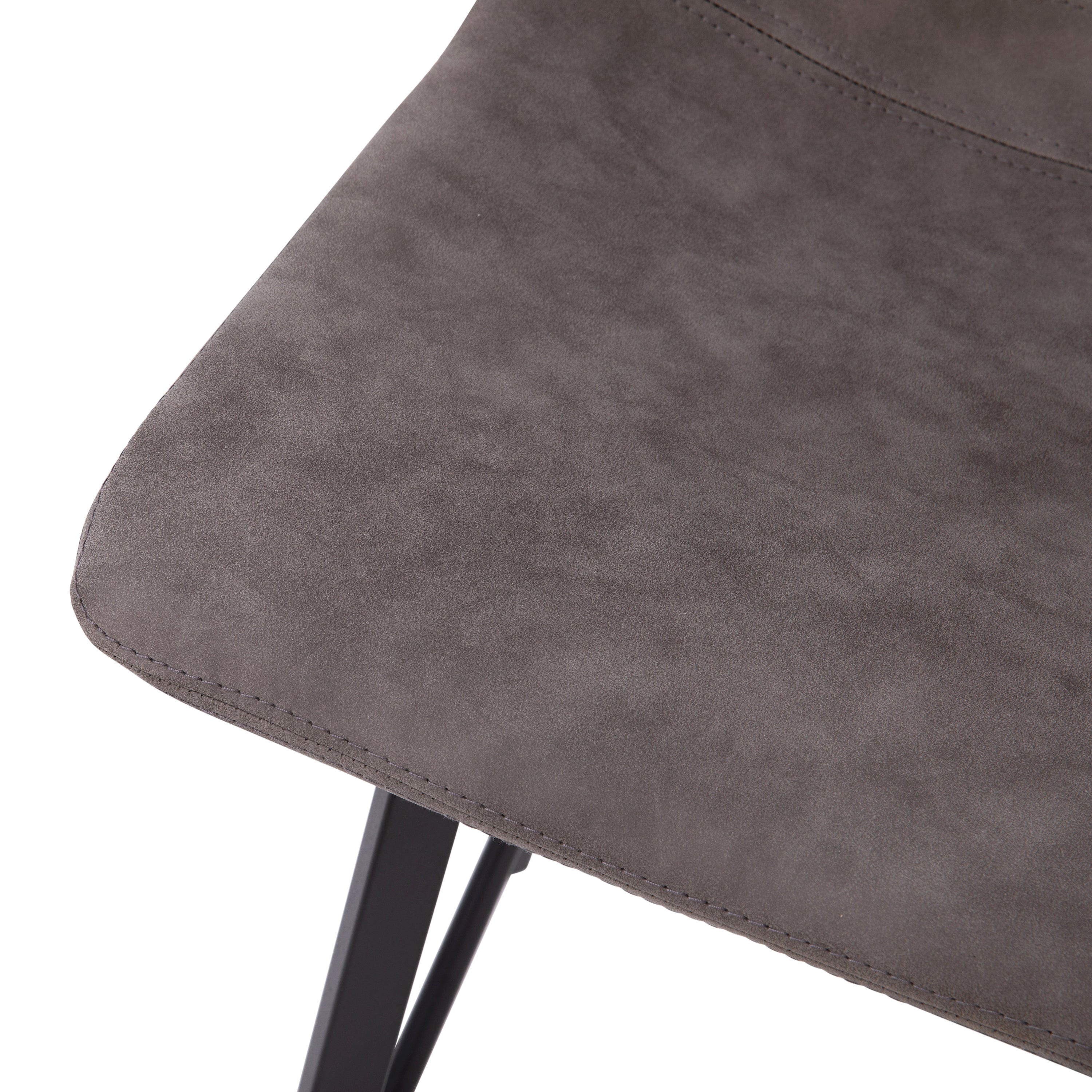 Caleb Modern Armless 24 Inch Counter Height Stools Commercial Grade with Footrests in Gray LeatherSoft and Black Matte Metal Frames, Set of 2