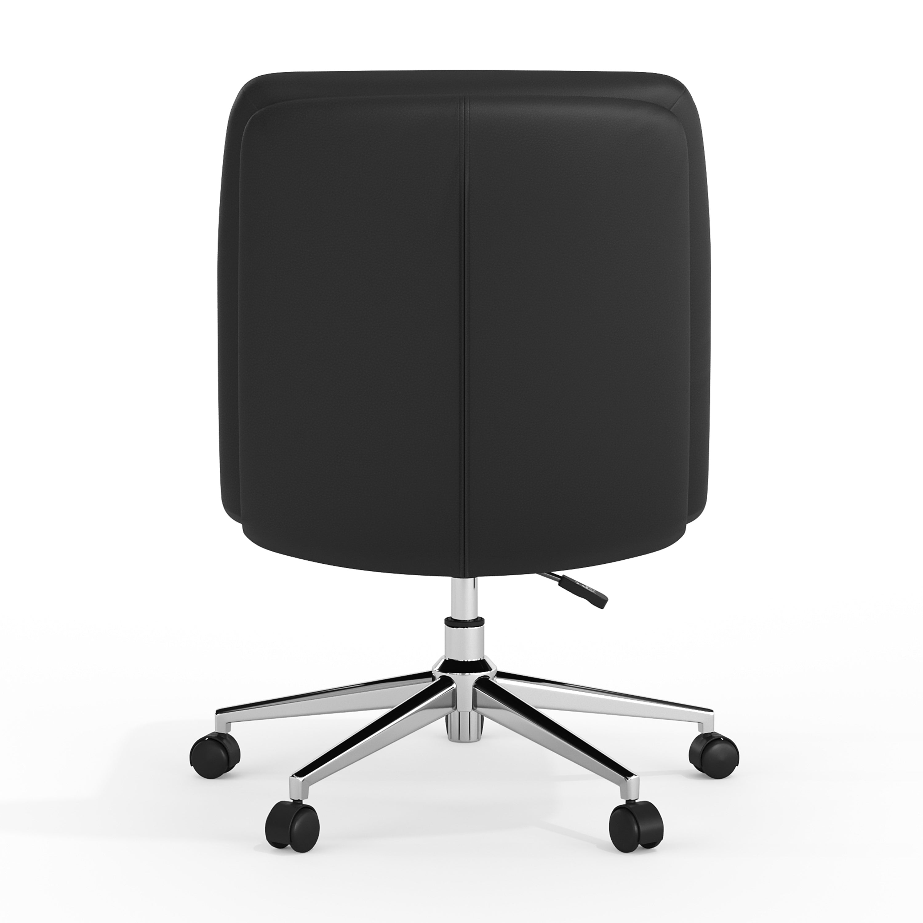 Chloe Commercial Mid-Back Black Padded LeatherSoft Armless Task Office Chair with Wheels, Adjustable Height, Swivel Function, and Chrome Frame