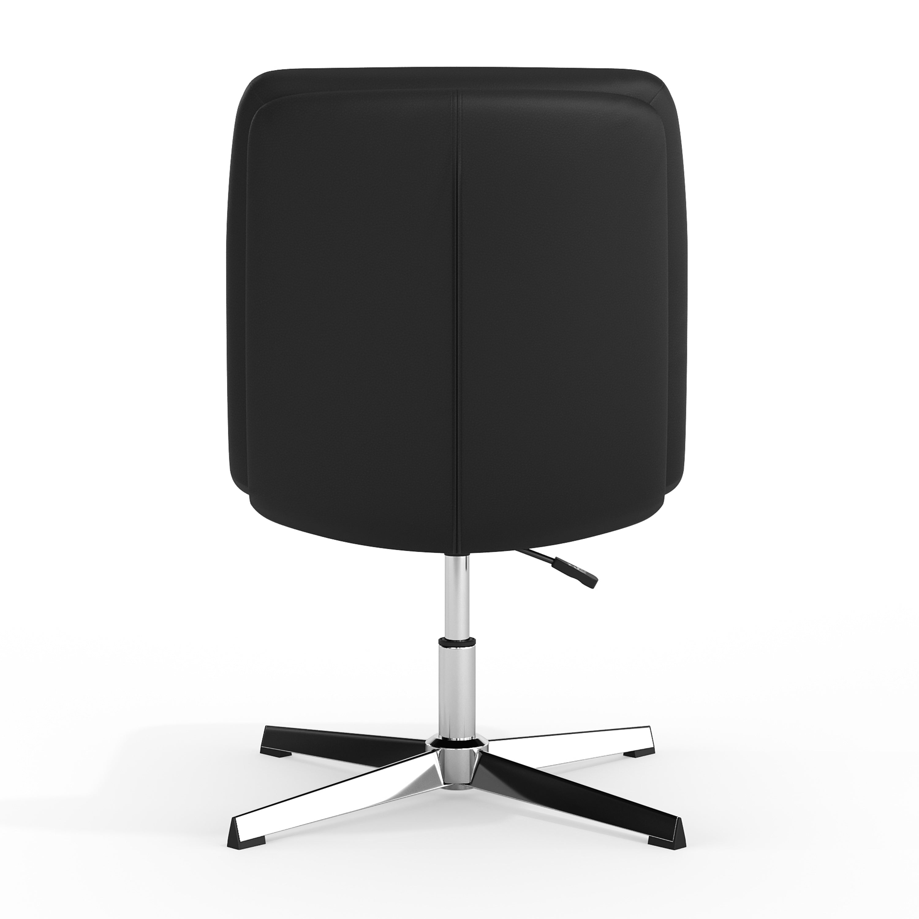 Chloe Commercial Mid-Back Black Padded LeatherSoft Armless Stationary Task Office Chair with Adjustable Height, Swivel Function, and Chrome Frame