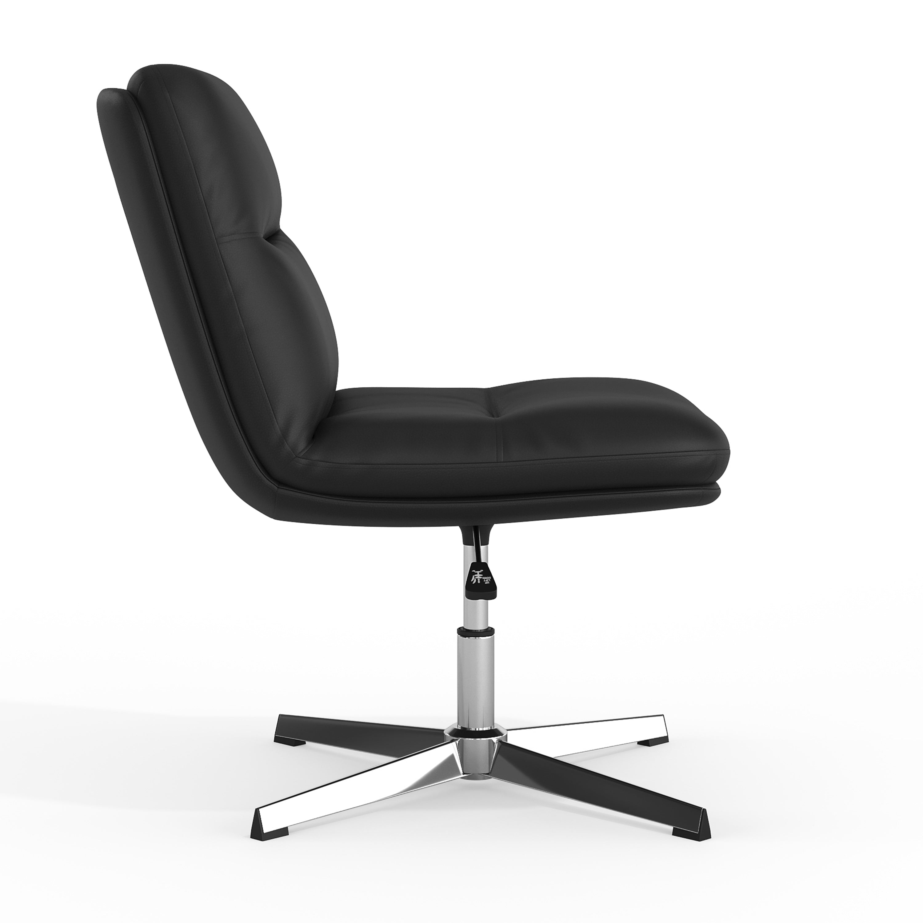 Chloe Commercial Mid-Back Black Padded LeatherSoft Armless Stationary Task Office Chair with Adjustable Height, Swivel Function, and Chrome Frame