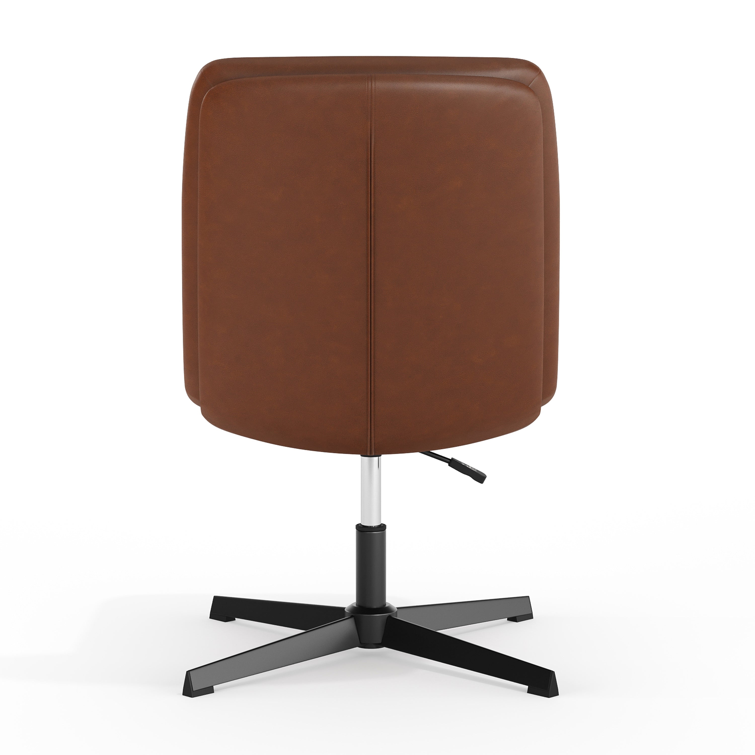 Chloe Commercial Mid-Back Cognac Padded LeatherSoft Armless Stationary Task Office Chair with Adjustable Height, Swivel Function, and Black Frame