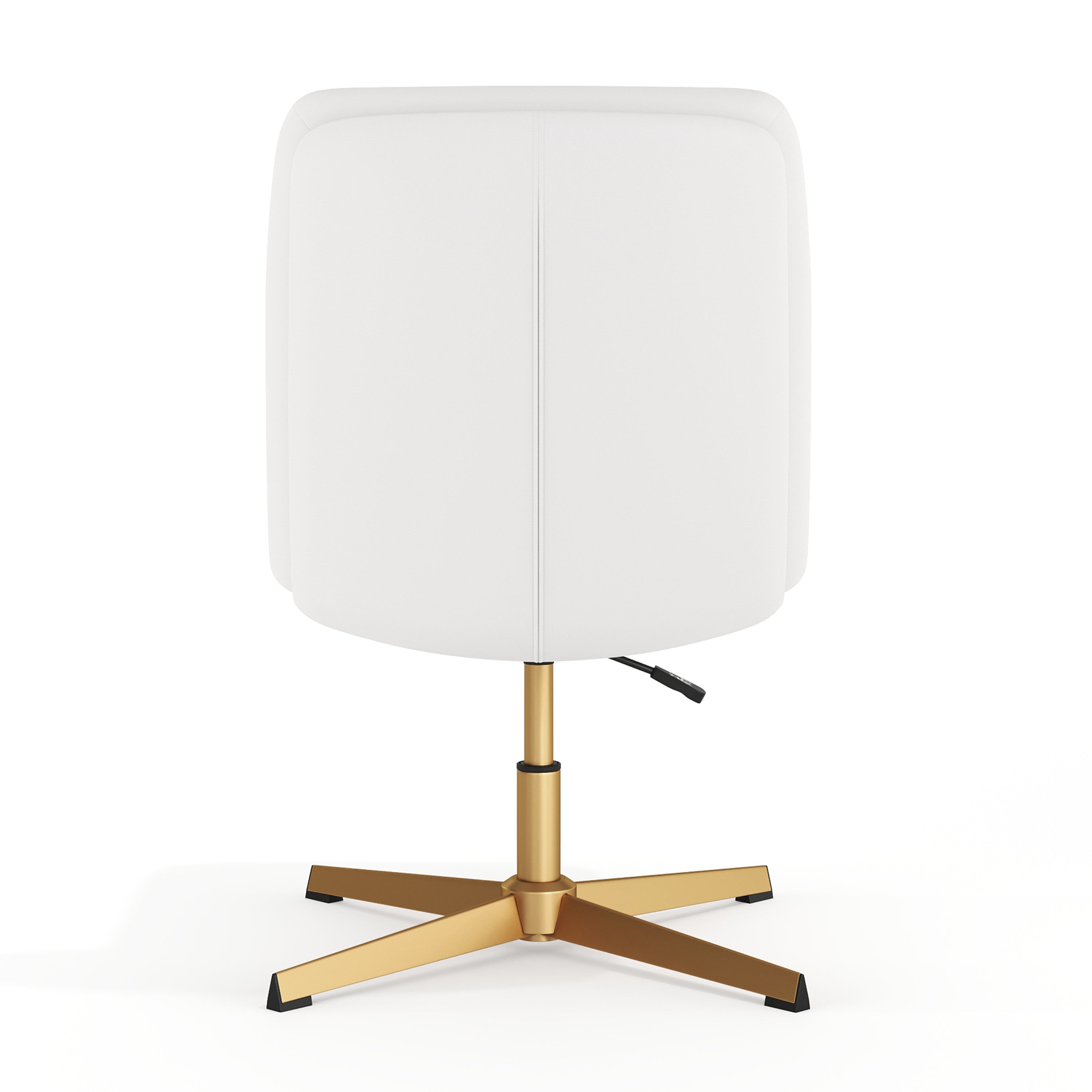 Chloe Commercial Mid-Back White Padded LeatherSoft Armless Stationary Task Office Chair with Adjustable Height, Swivel Function, and Gold Frame