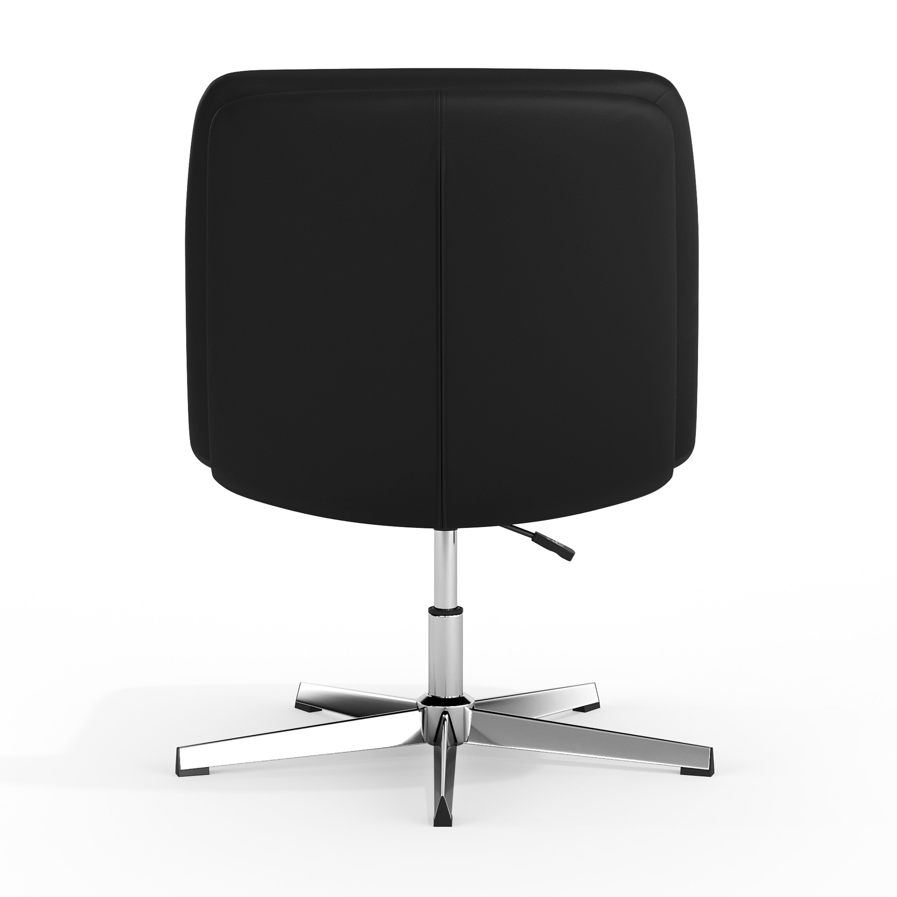 Chloe Commercial Wide Mid-Back Black Padded LeatherSoft Armless Stationary Task Office Chair with Adjustable Height, Swivel Function, and Chrome Frame