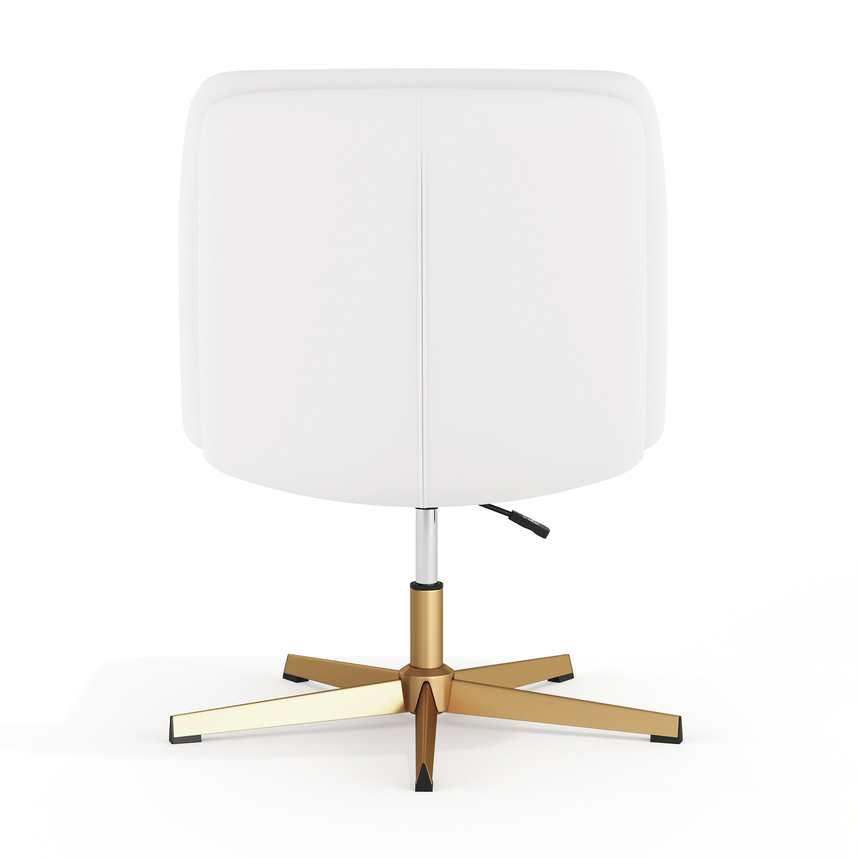 Chloe Commercial Wide Mid-Back White Padded LeatherSoft Armless Stationary Task Office Chair with Adjustable Height, Swivel Function, and Gold Frame