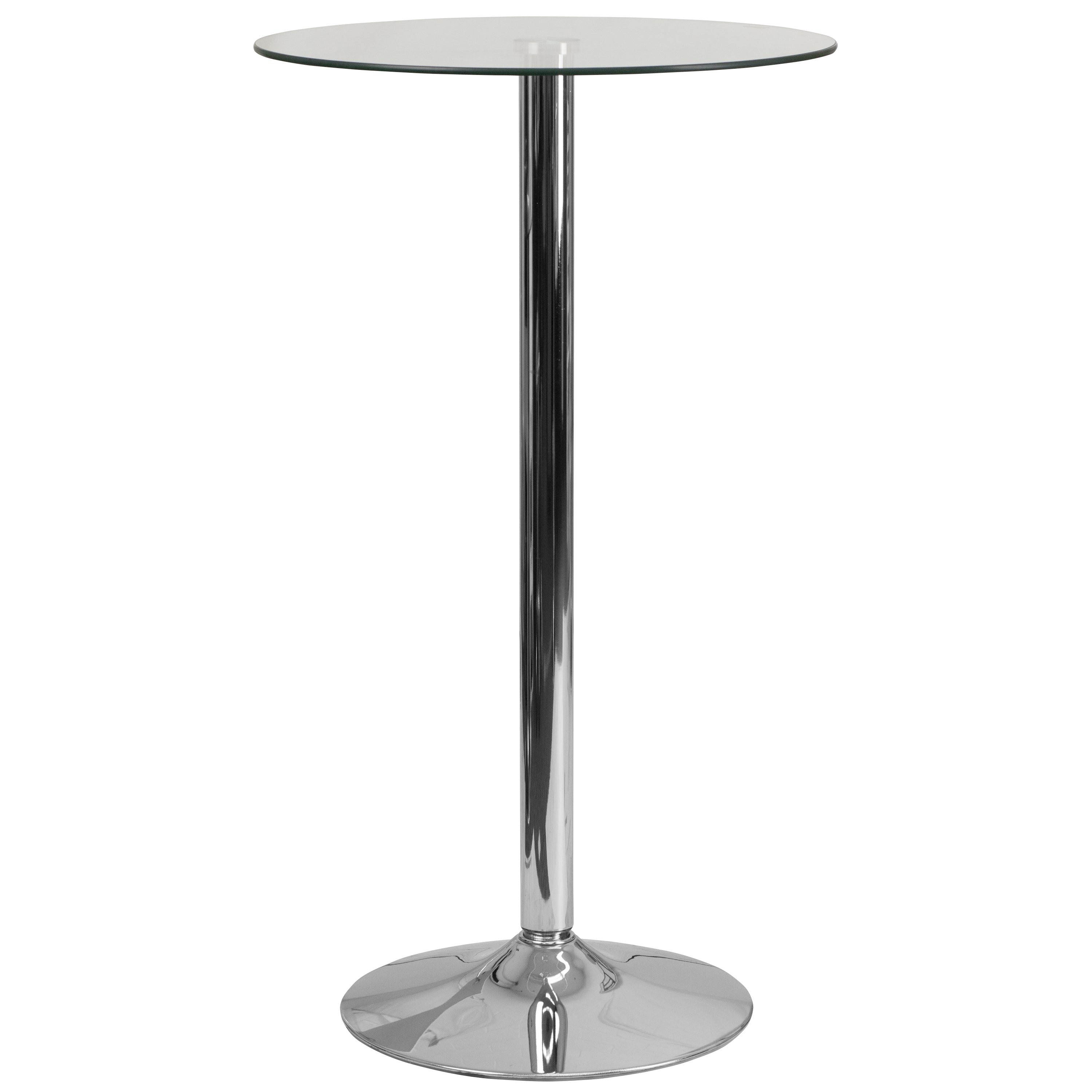 Fredrick 23.75'' Round Glass Table with 41.75''H Chrome Base