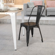Perry Commercial Grade Black Metal Indoor-Outdoor Stackable Chair