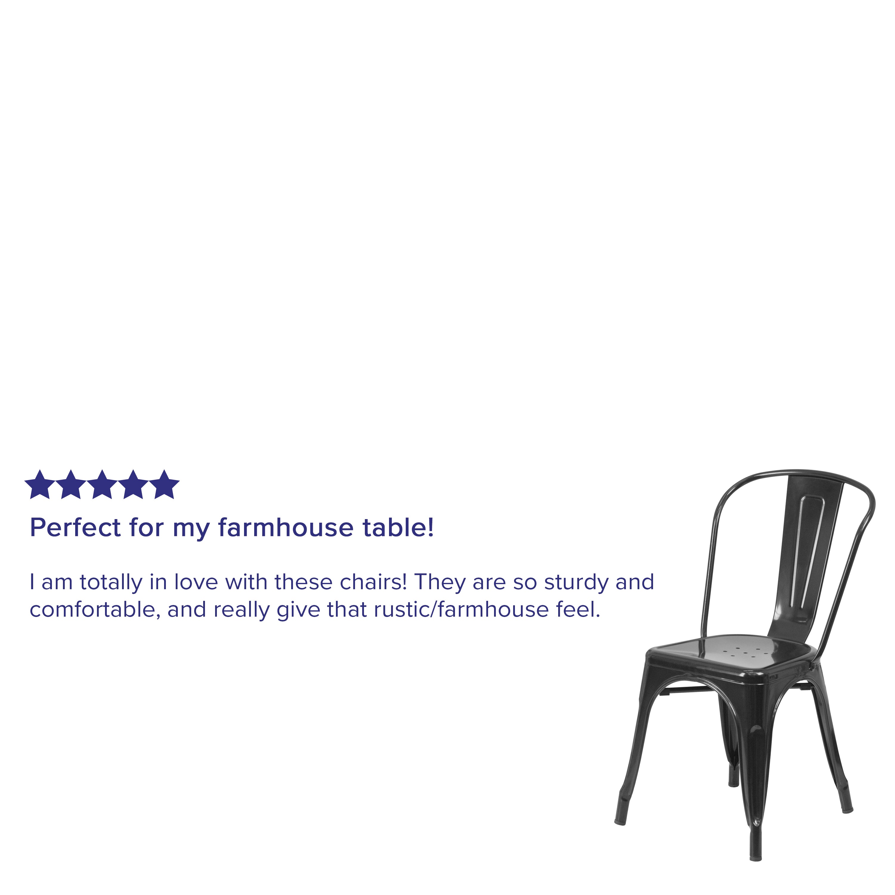 Perry Commercial Grade Black Metal Indoor-Outdoor Stackable Chair