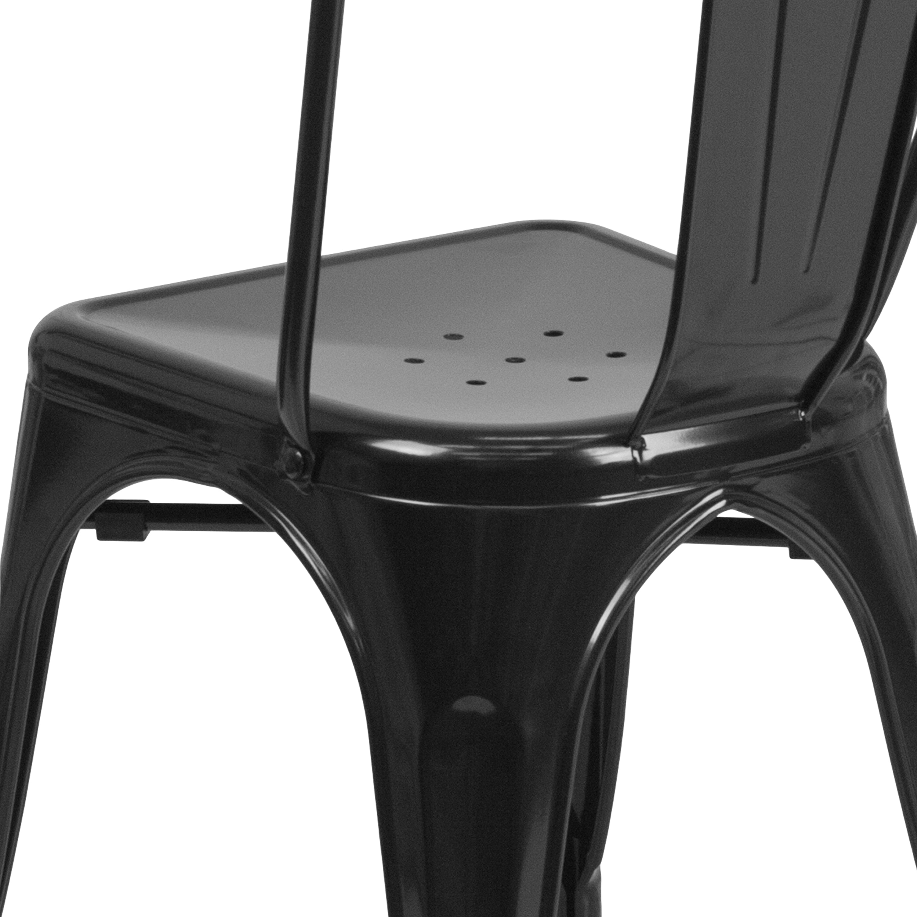 Perry Commercial Grade Black Metal Indoor-Outdoor Stackable Chair