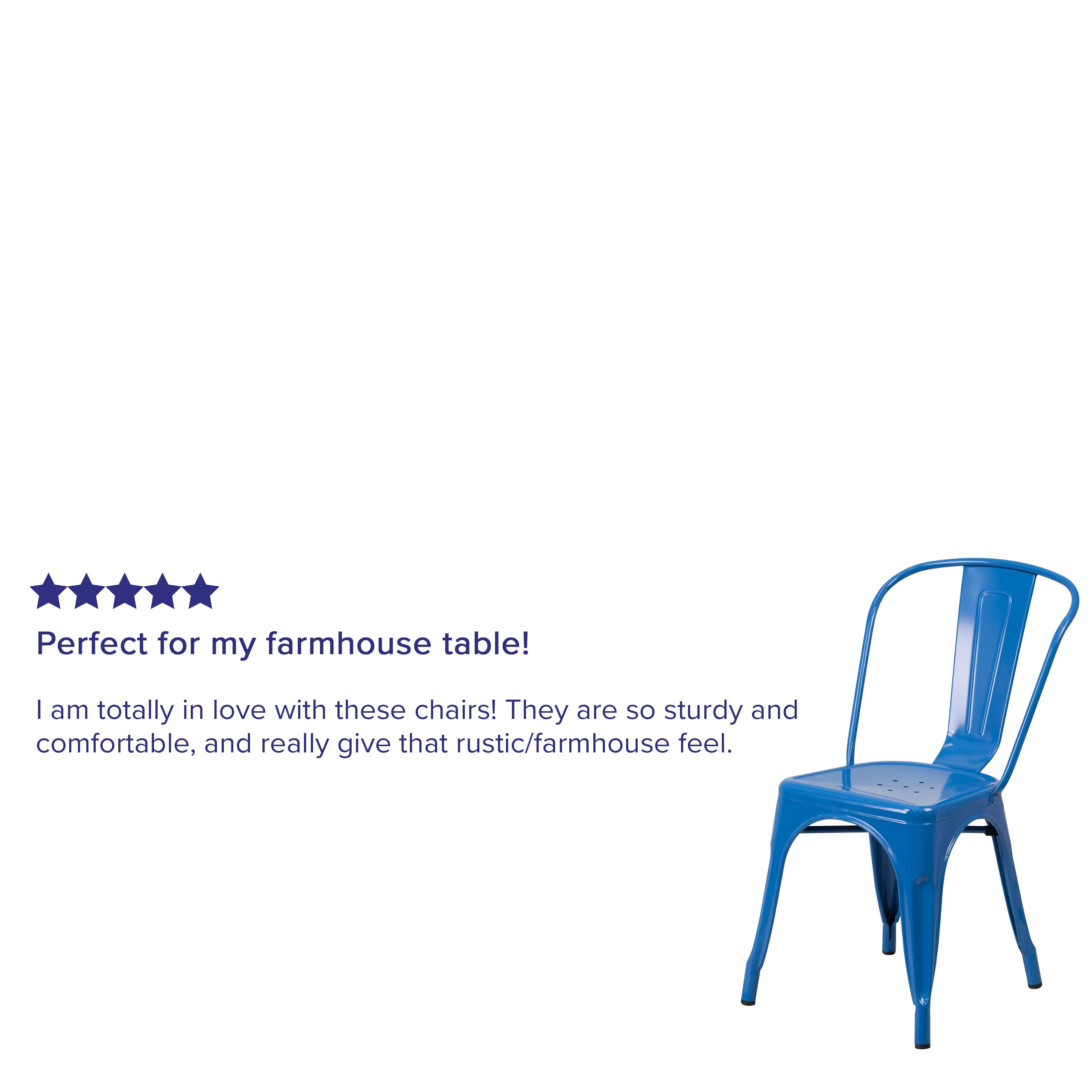 Perry Commercial Grade Blue Metal Indoor-Outdoor Stackable Chair