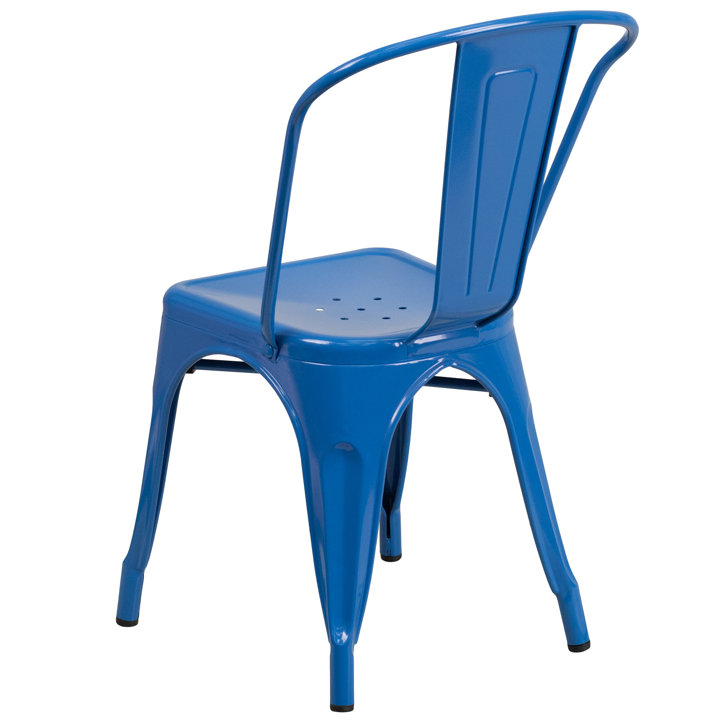 Foster Commercial Grade 31.5" Square Blue Metal Indoor-Outdoor Table Set with 4 Stack Chairs