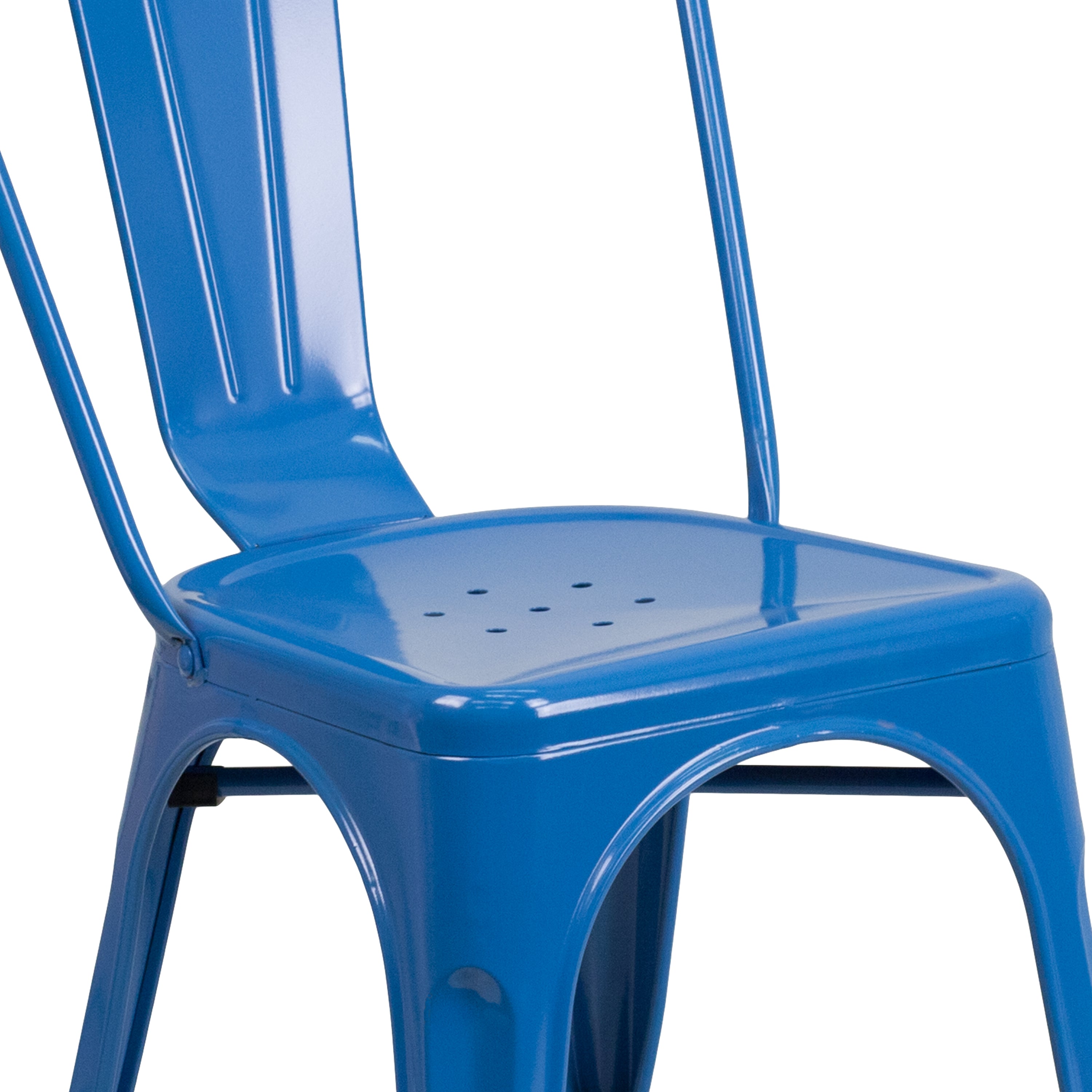 Perry Commercial Grade Blue Metal Indoor-Outdoor Stackable Chair