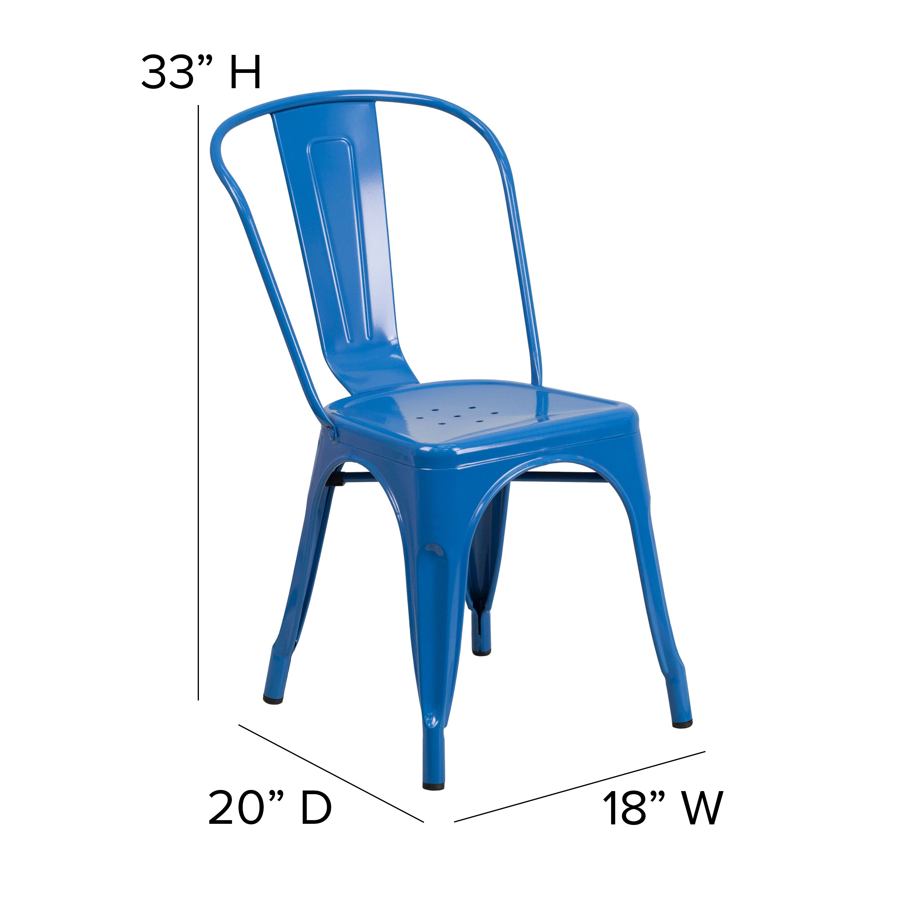 Perry Commercial Grade Blue Metal Indoor-Outdoor Stackable Chair with Teak Poly Resin Wood Seat