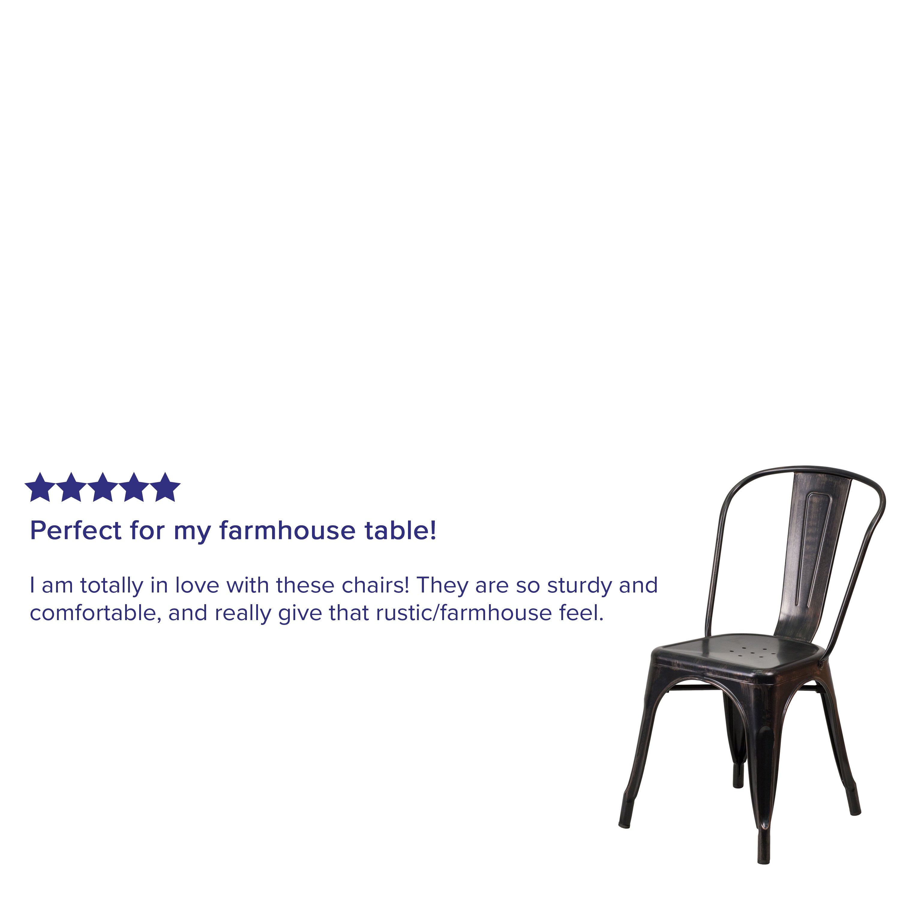 Perry Commercial Grade Black-Antique Gold Metal Indoor-Outdoor Stackable Chair
