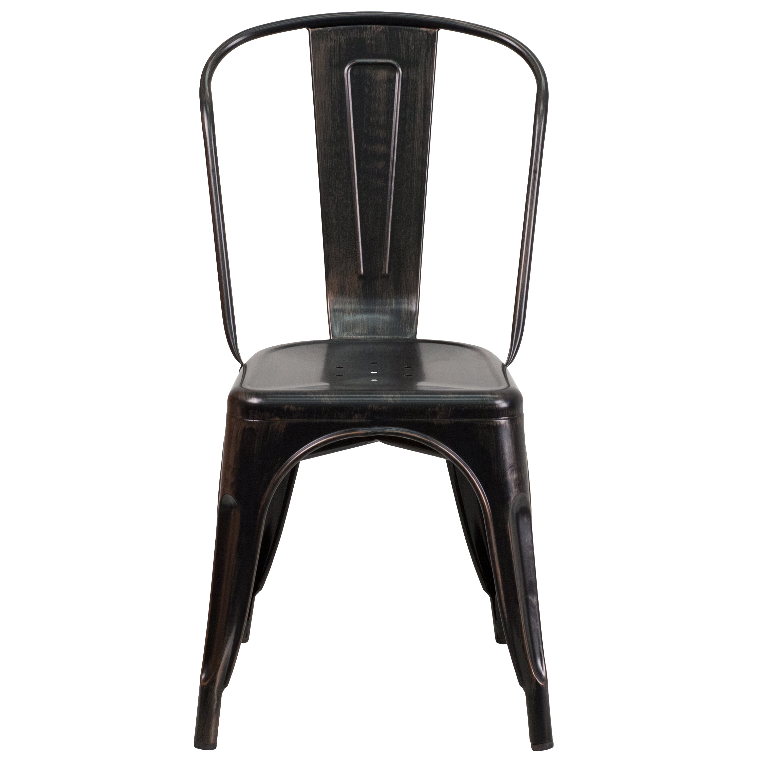 Perry Commercial Grade Black-Antique Gold Metal Indoor-Outdoor Stackable Chair