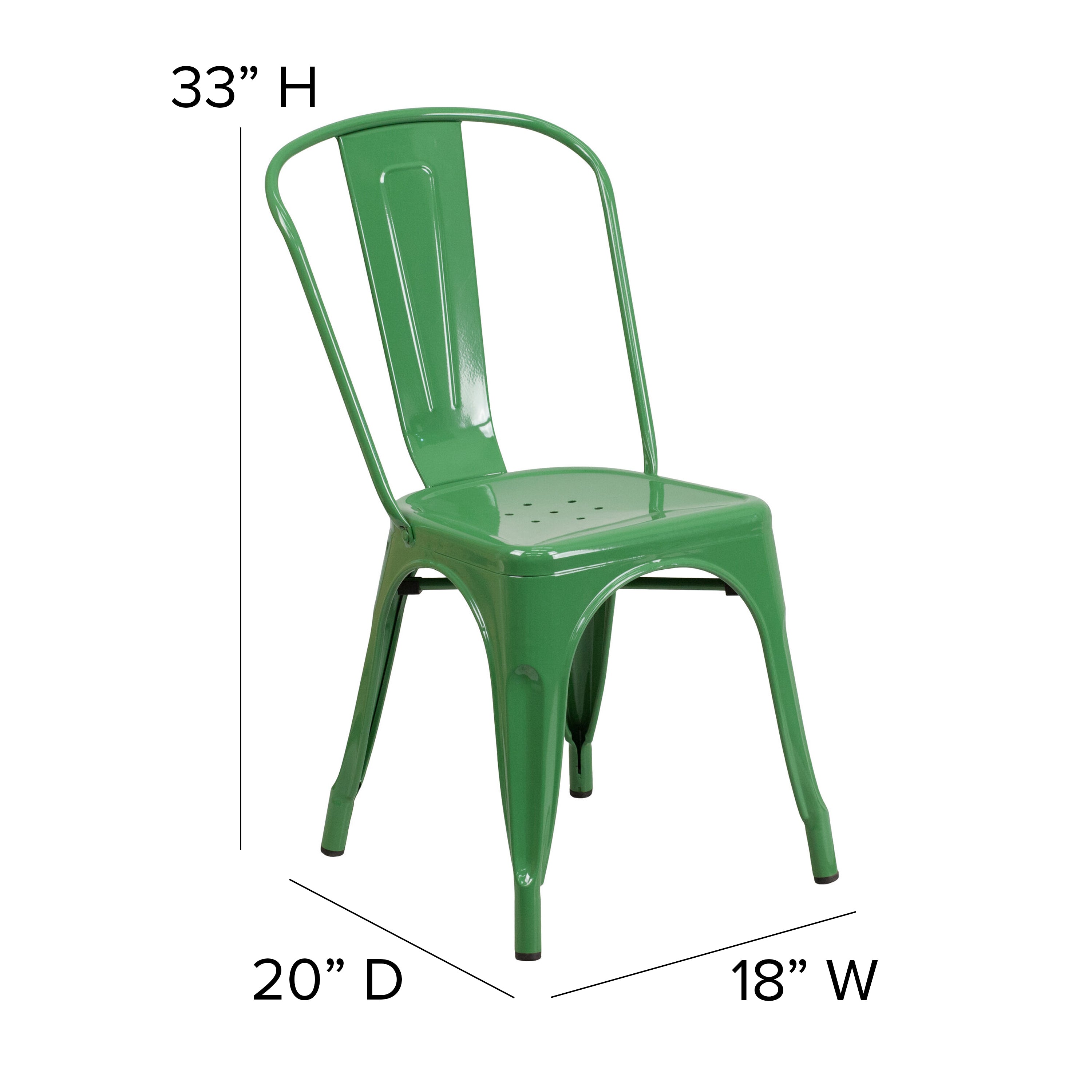 Perry Commercial Grade Green Metal Indoor-Outdoor Stackable Chair