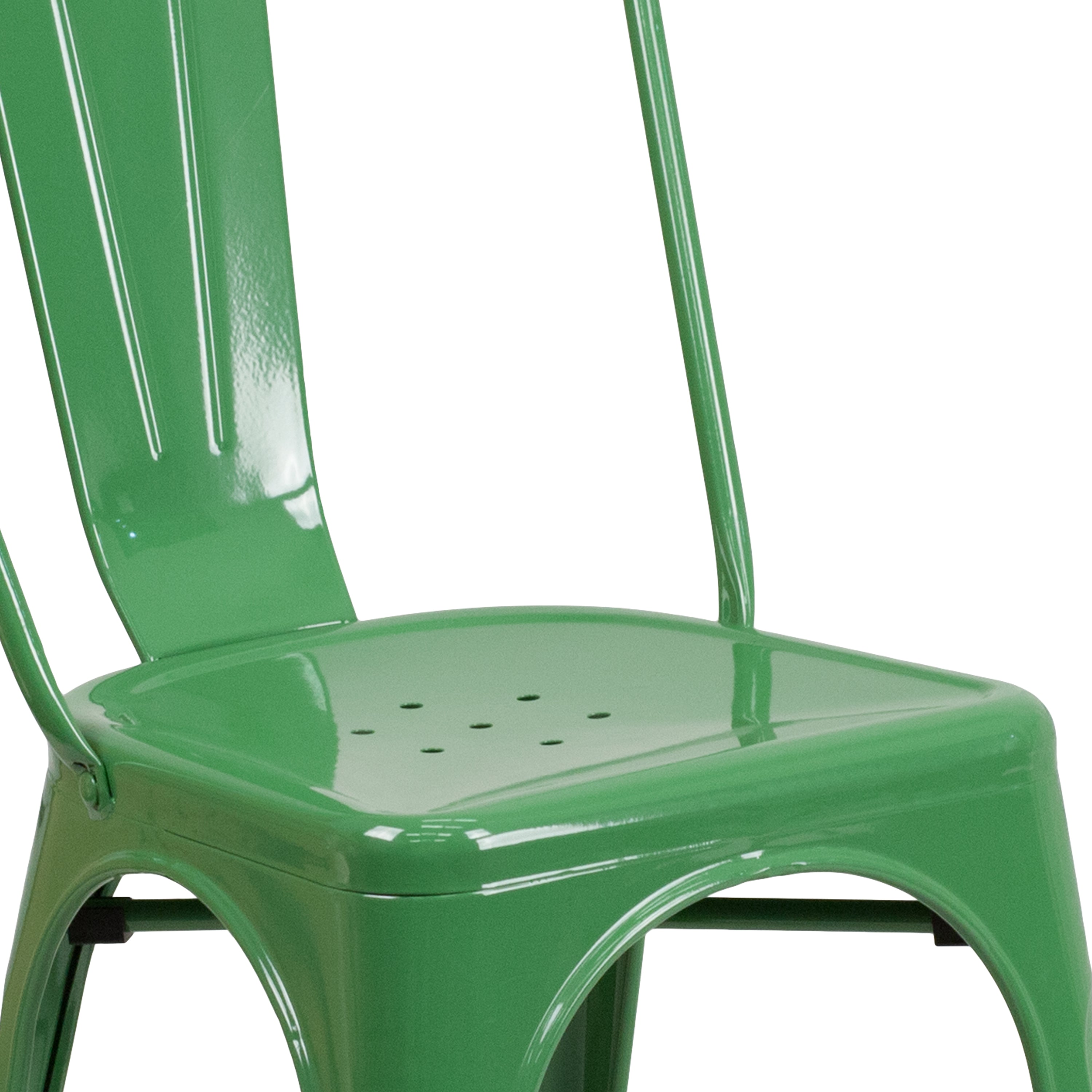 Perry Commercial Grade Green Metal Indoor-Outdoor Stackable Chair