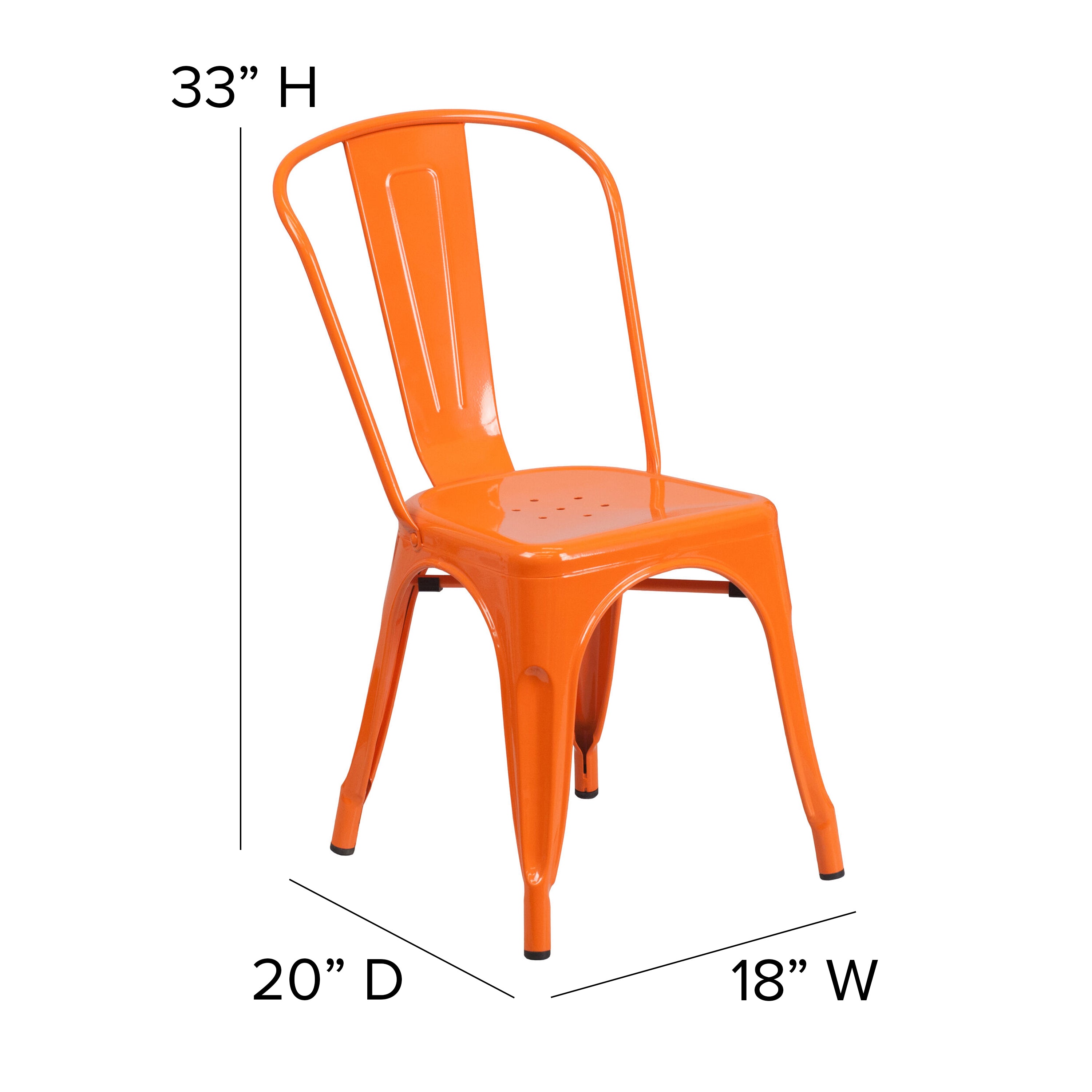Perry Commercial Grade Orange Metal Indoor-Outdoor Stackable Chair