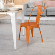 Perry Commercial Grade Orange Metal Indoor-Outdoor Stackable Chair