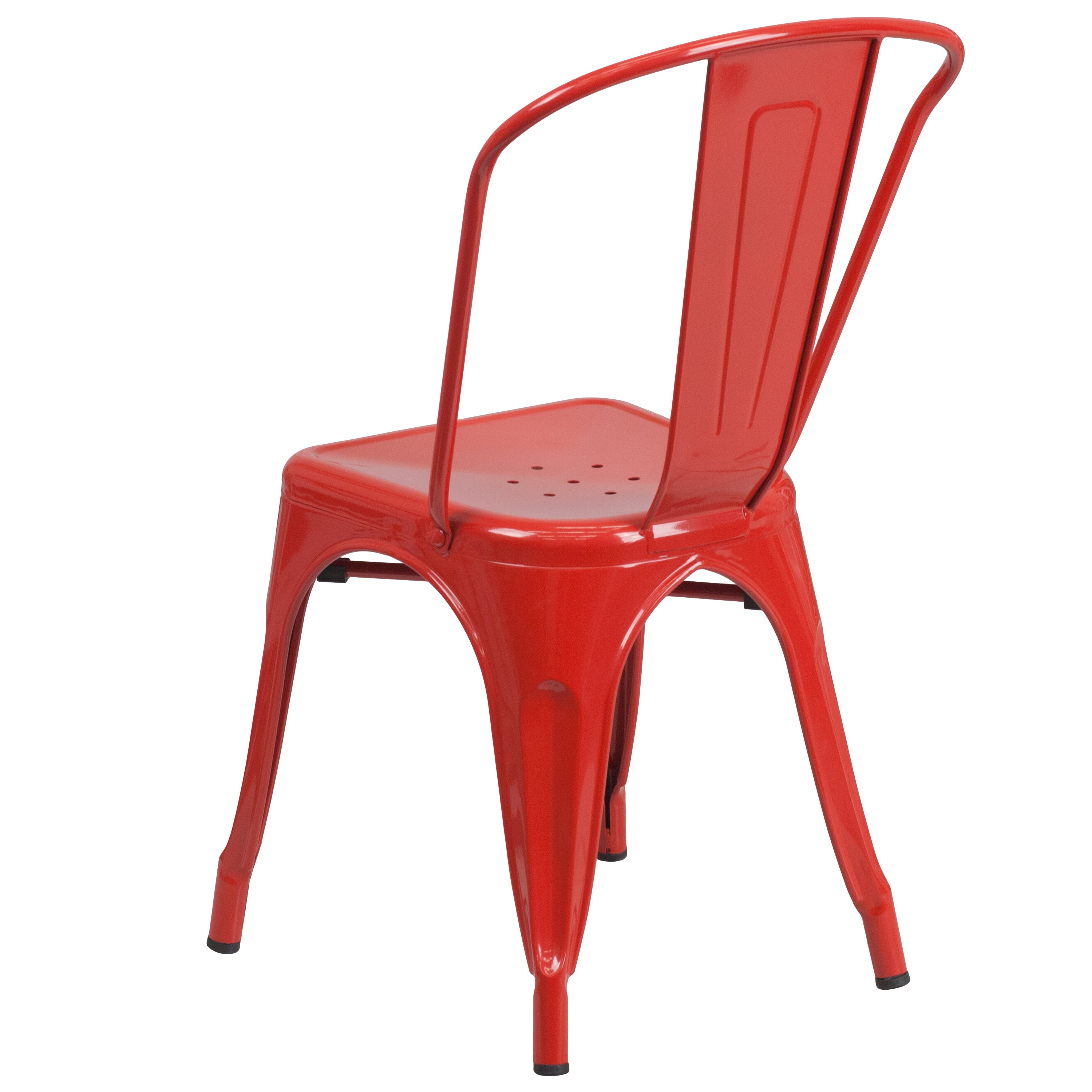 Foster Commercial Grade 31.5" Square Red Metal Indoor-Outdoor Table Set with 4 Stack Chairs