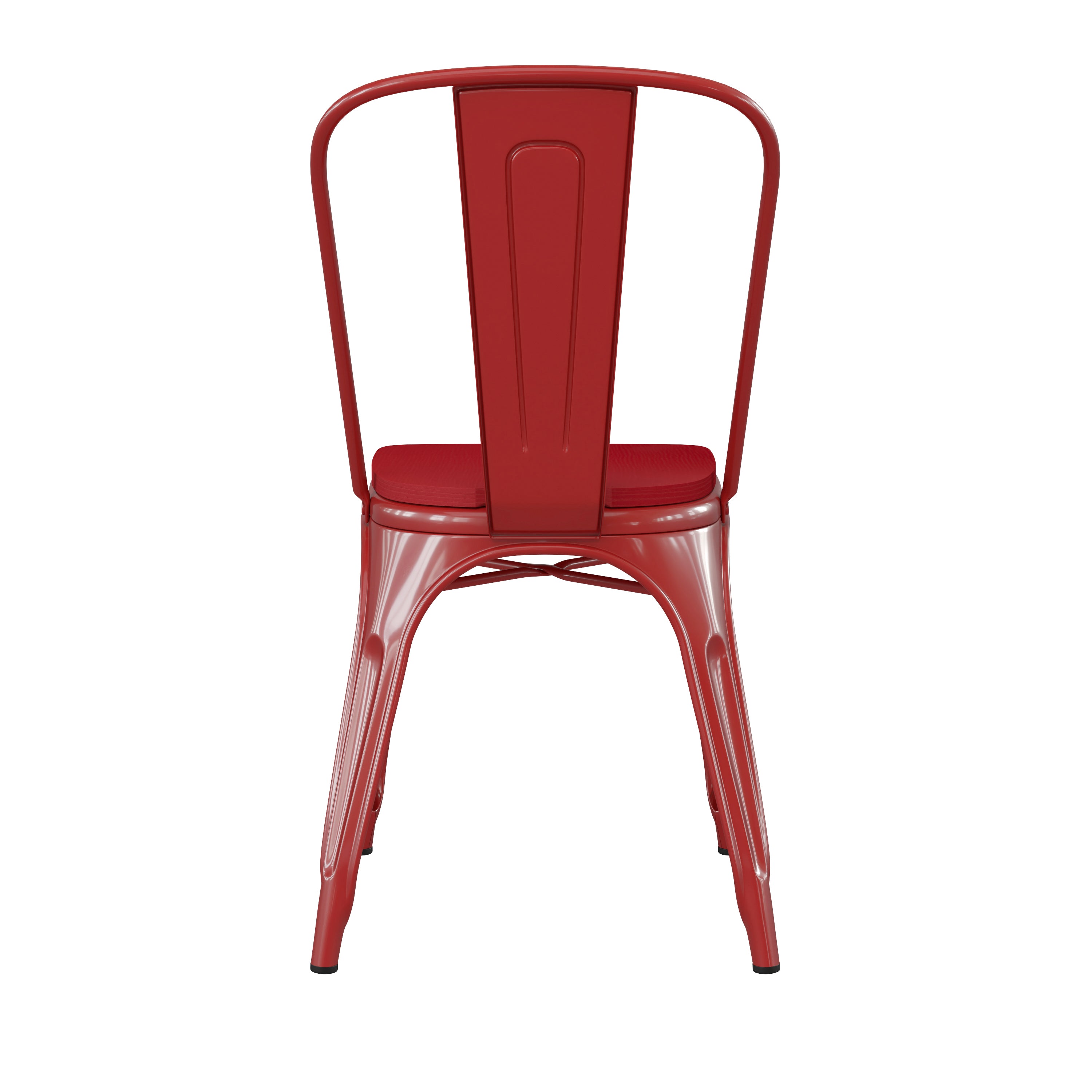 Perry Commercial Grade Red Metal Indoor-Outdoor Stackable Chair with Red Poly Resin Wood Seat