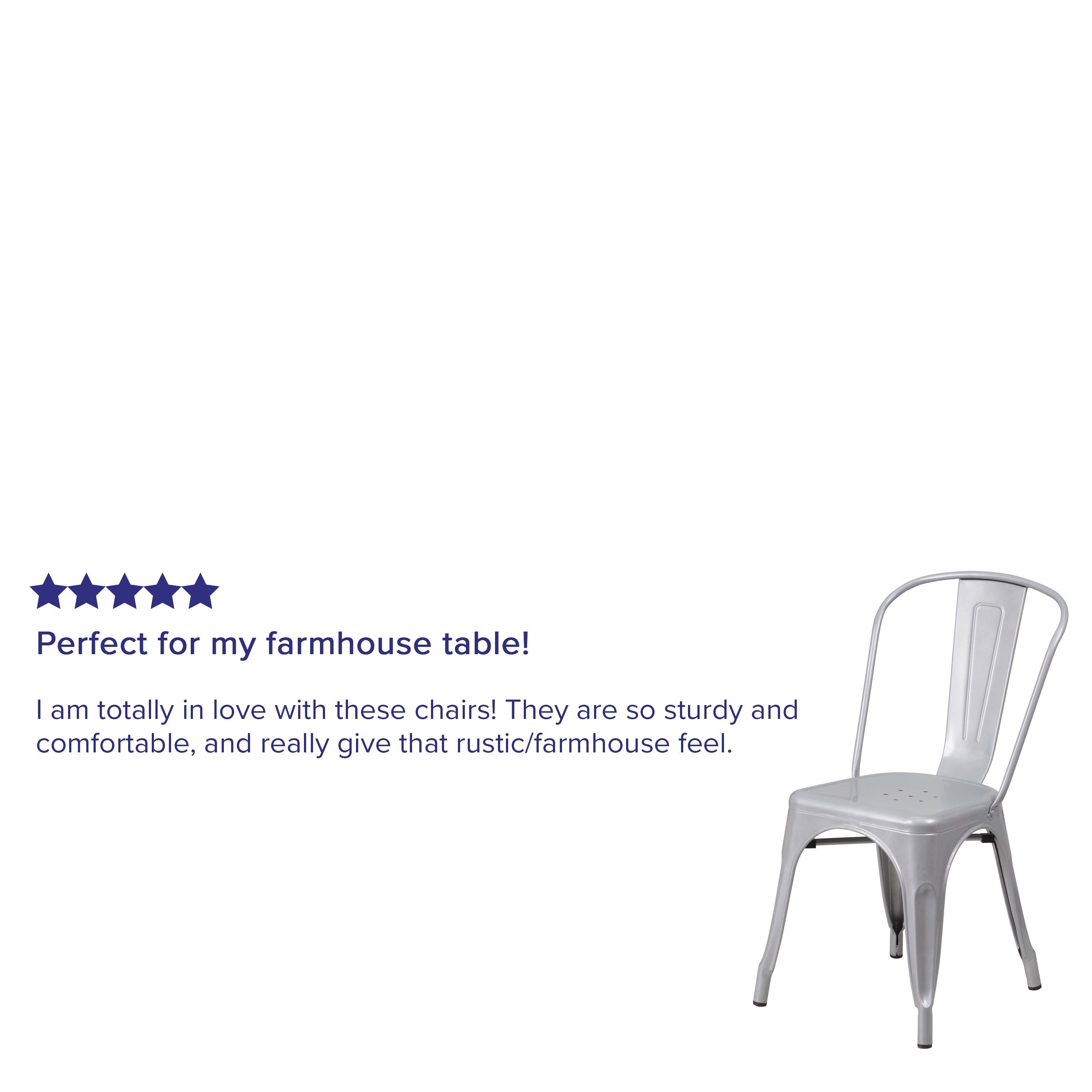 Perry Commercial Grade Silver Metal Indoor-Outdoor Stackable Chair