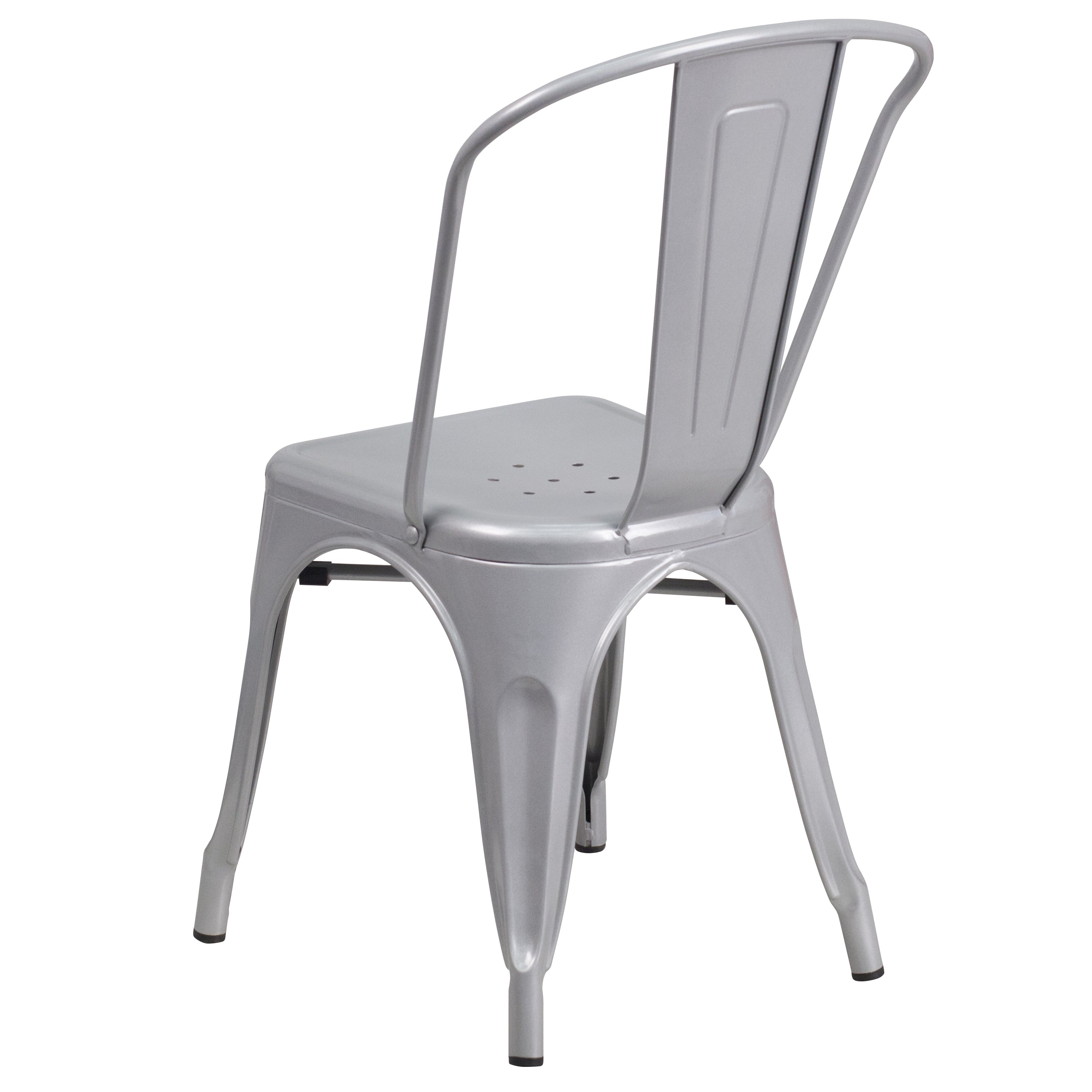 Perry Commercial Grade Silver Metal Indoor-Outdoor Stackable Chair