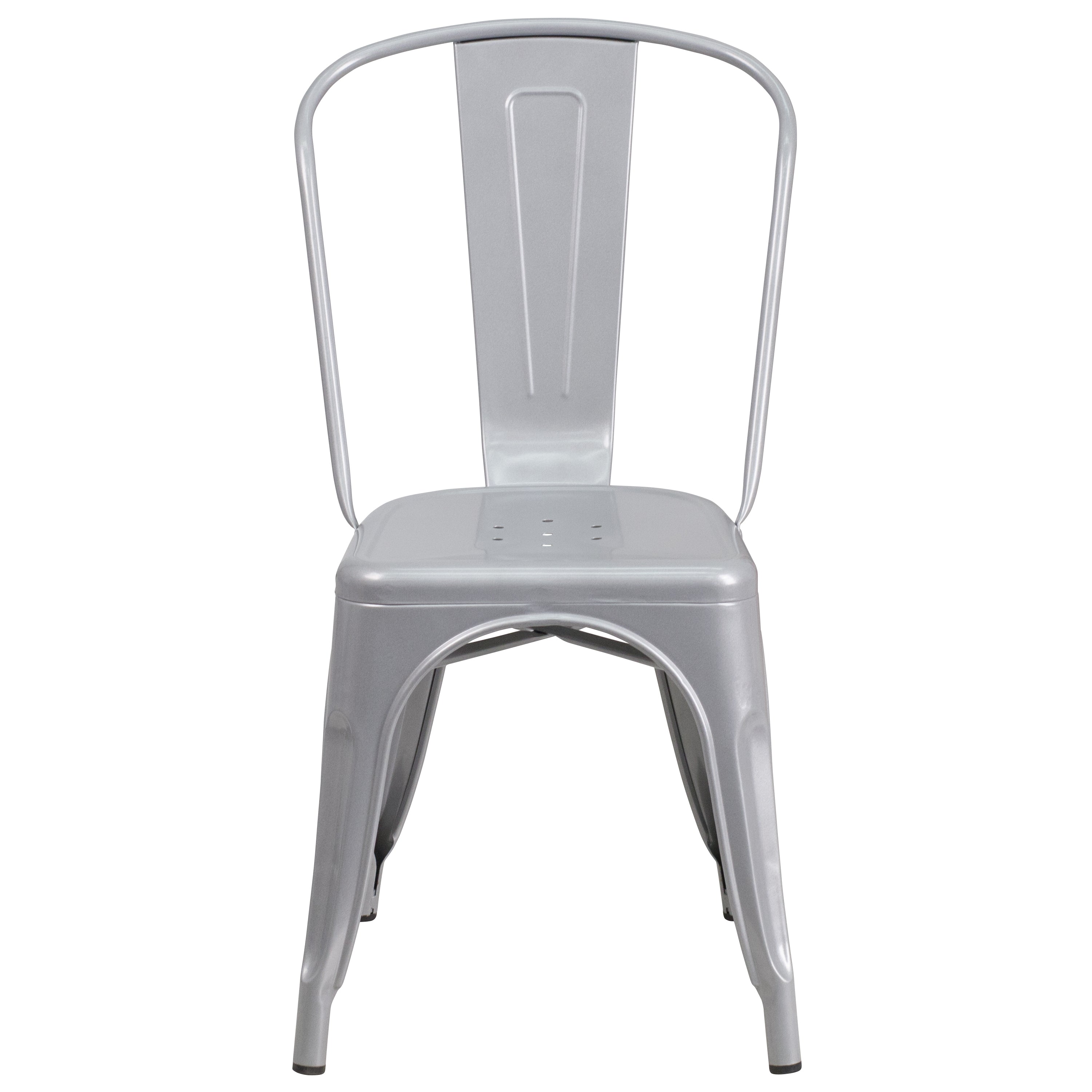 Perry Commercial Grade Silver Metal Indoor-Outdoor Stackable Chair