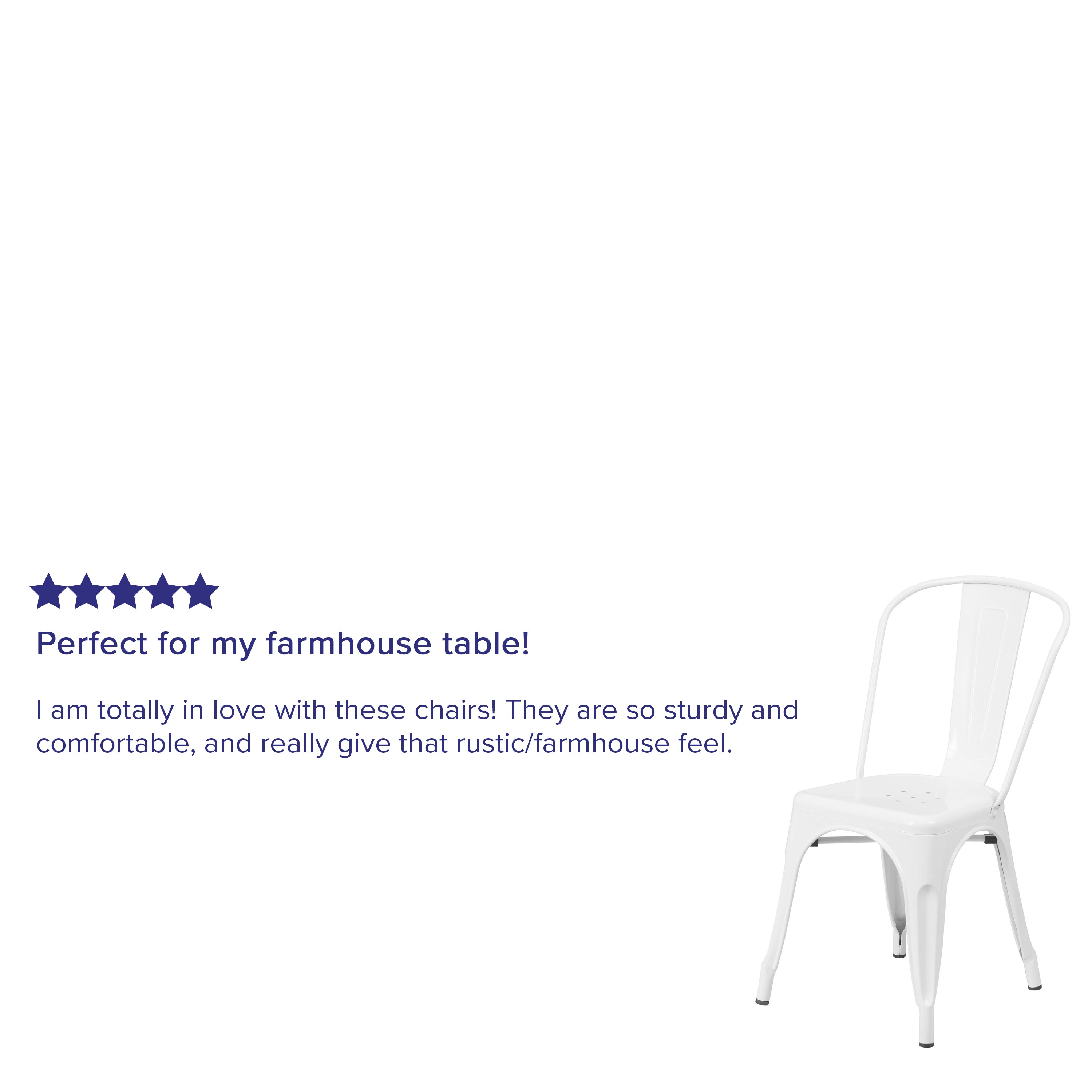 Perry Commercial Grade White Metal Indoor-Outdoor Stackable Chair