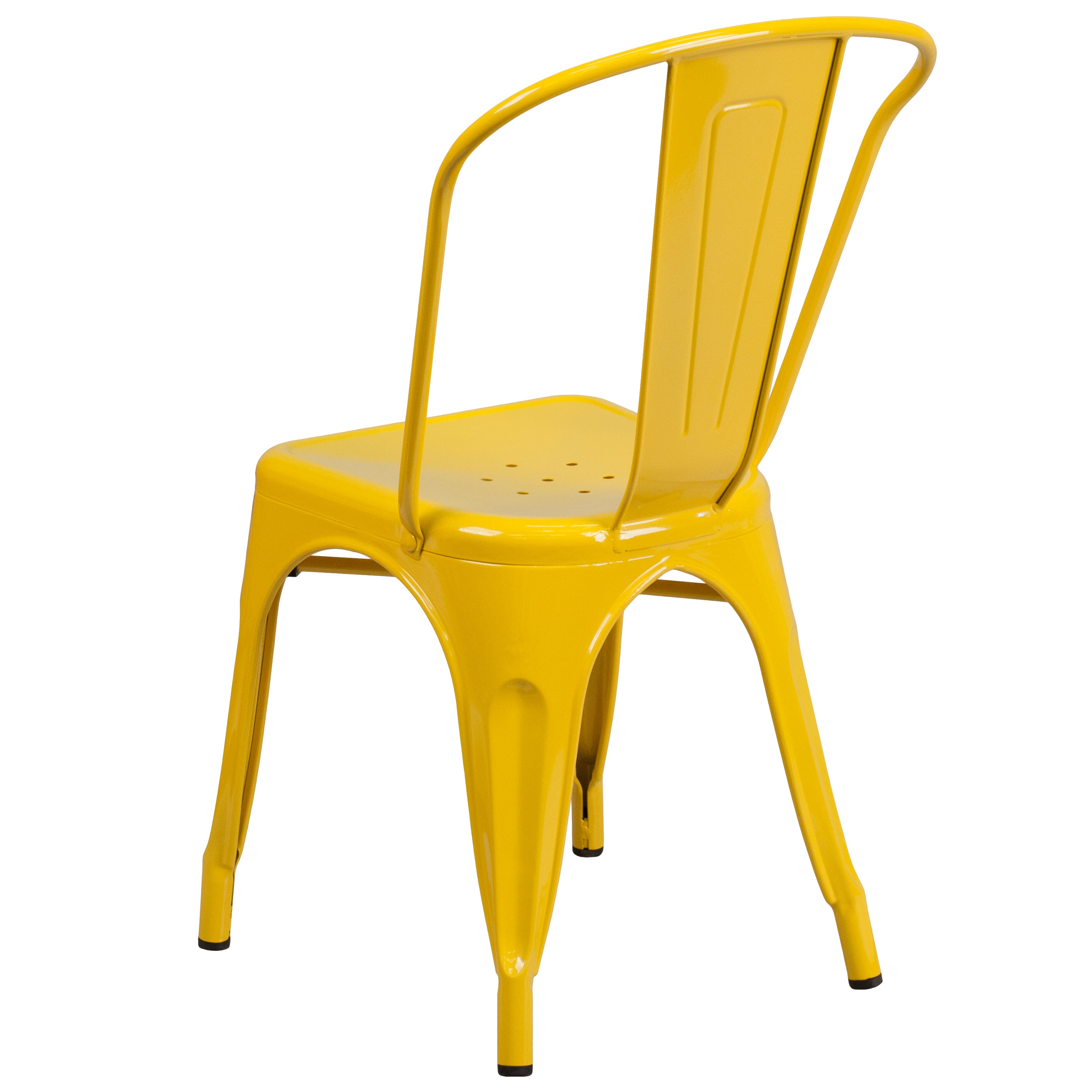 Foster Commercial Grade 31.5" Square Yellow Metal Indoor-Outdoor Table Set with 4 Stack Chairs
