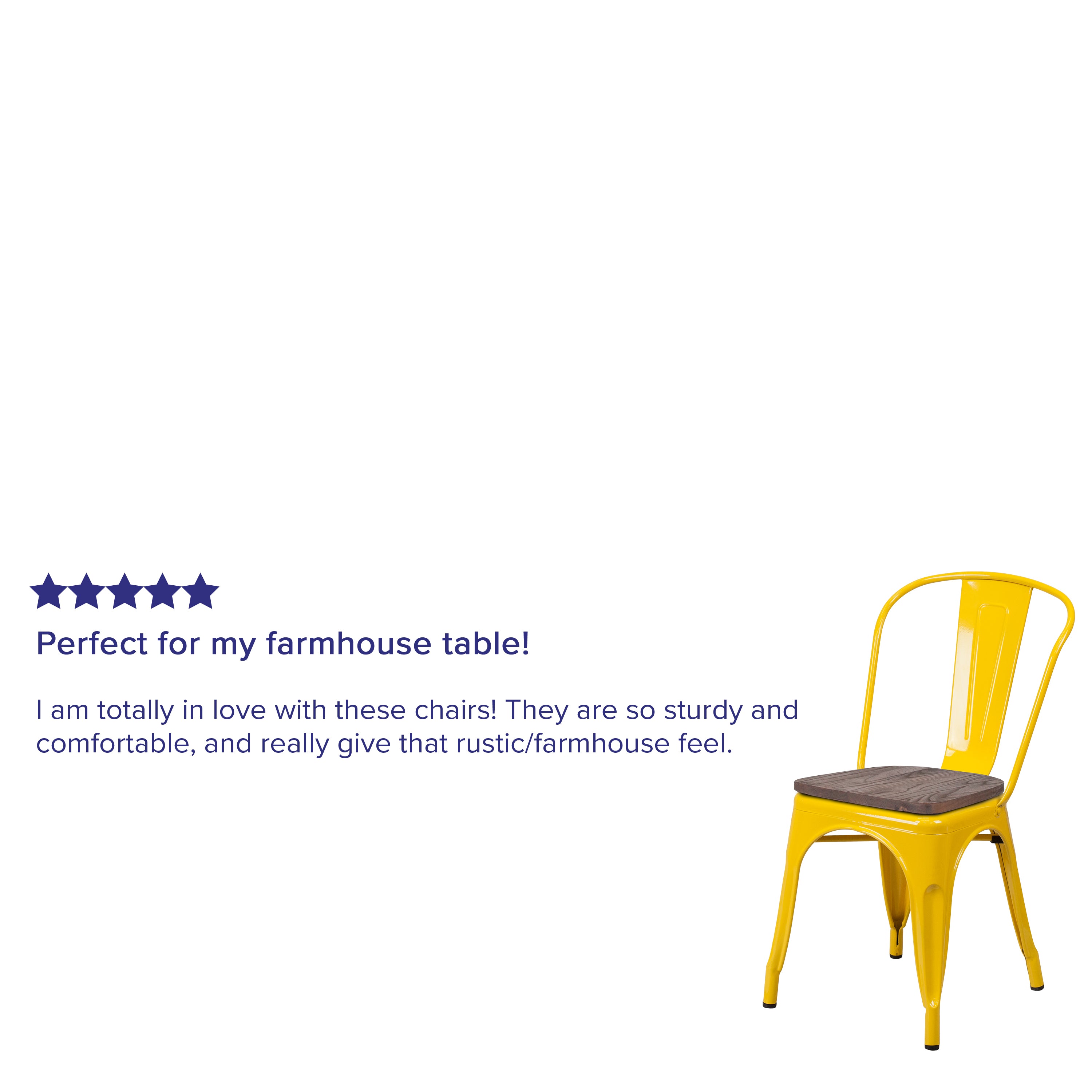Perry Yellow Metal Stackable Chair with Wood Seat