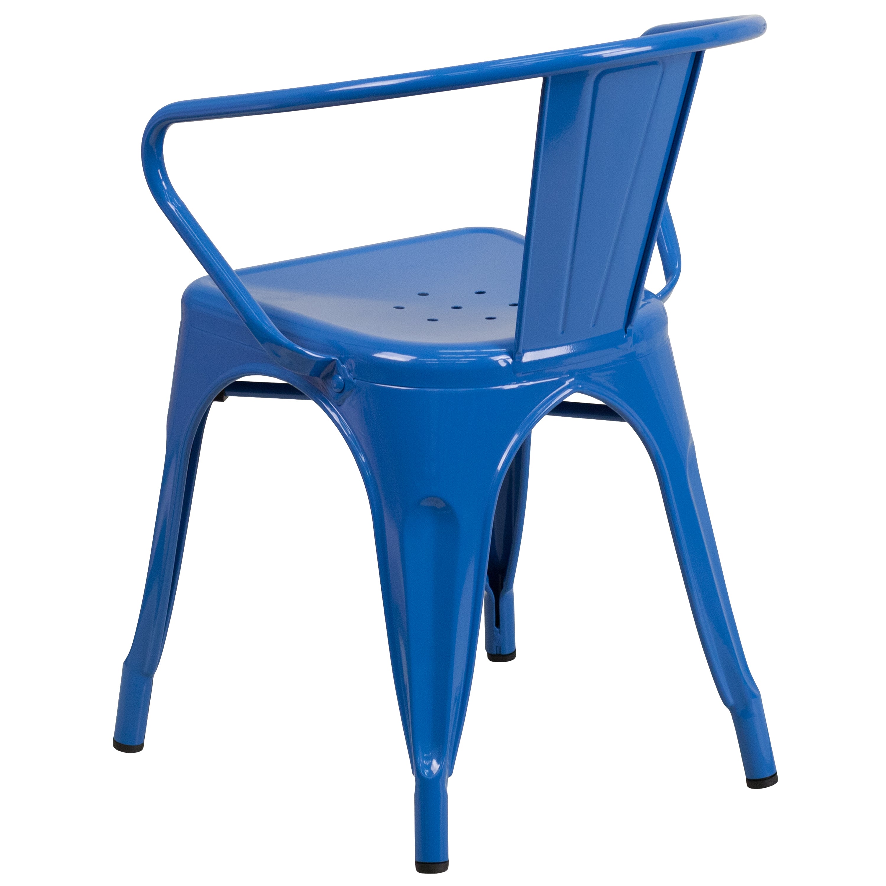 Luna Commercial Grade Blue Metal Indoor-Outdoor Chair with Arms
