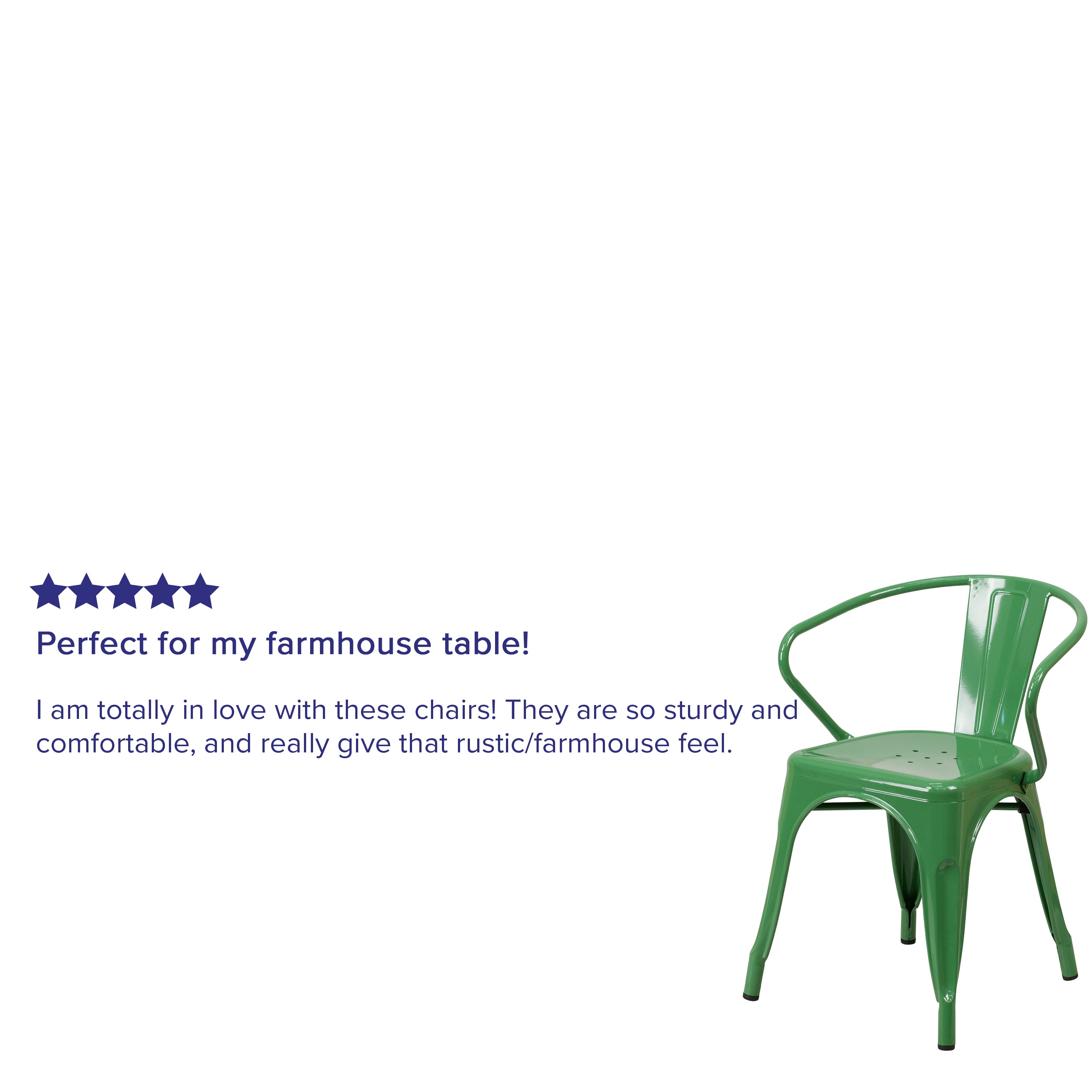 Luna Commercial Grade Green Metal Indoor-Outdoor Chair with Arms