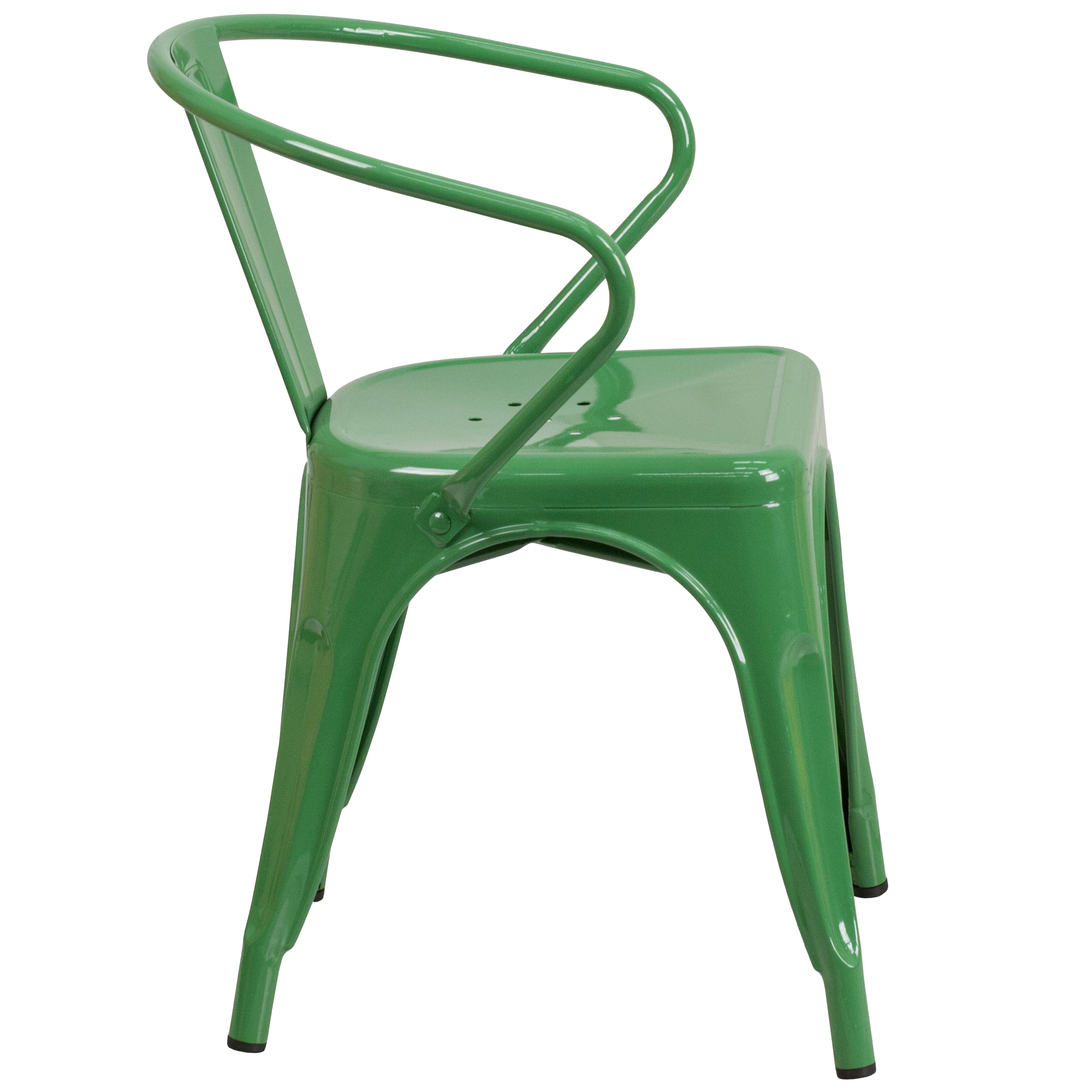Luna Commercial Grade Green Metal Indoor-Outdoor Chair with Arms
