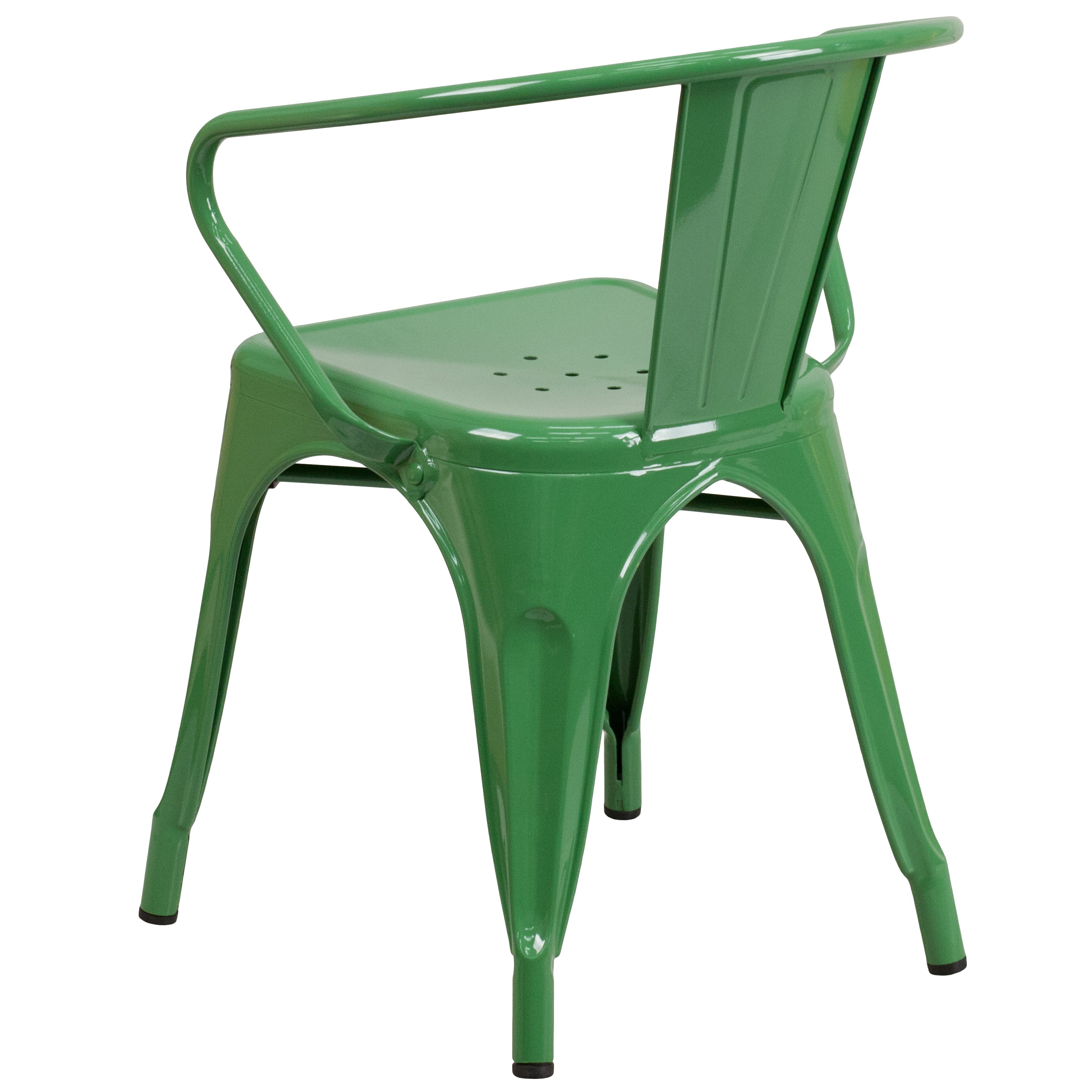 Luna Commercial Grade Green Metal Indoor-Outdoor Chair with Arms