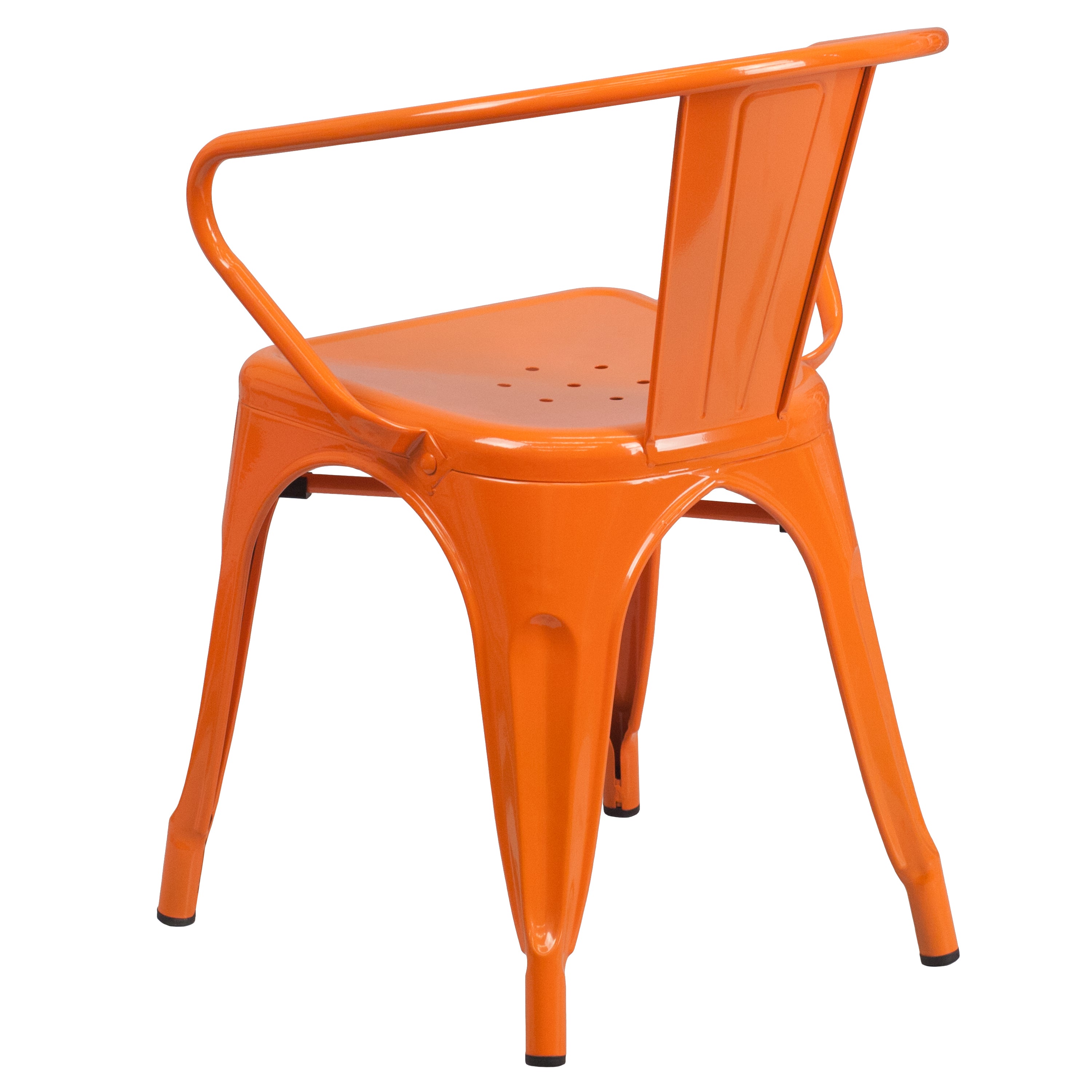 Owen Commercial Grade 23.75" Square Orange Metal Indoor-Outdoor Table Set with 2 Arm Chairs