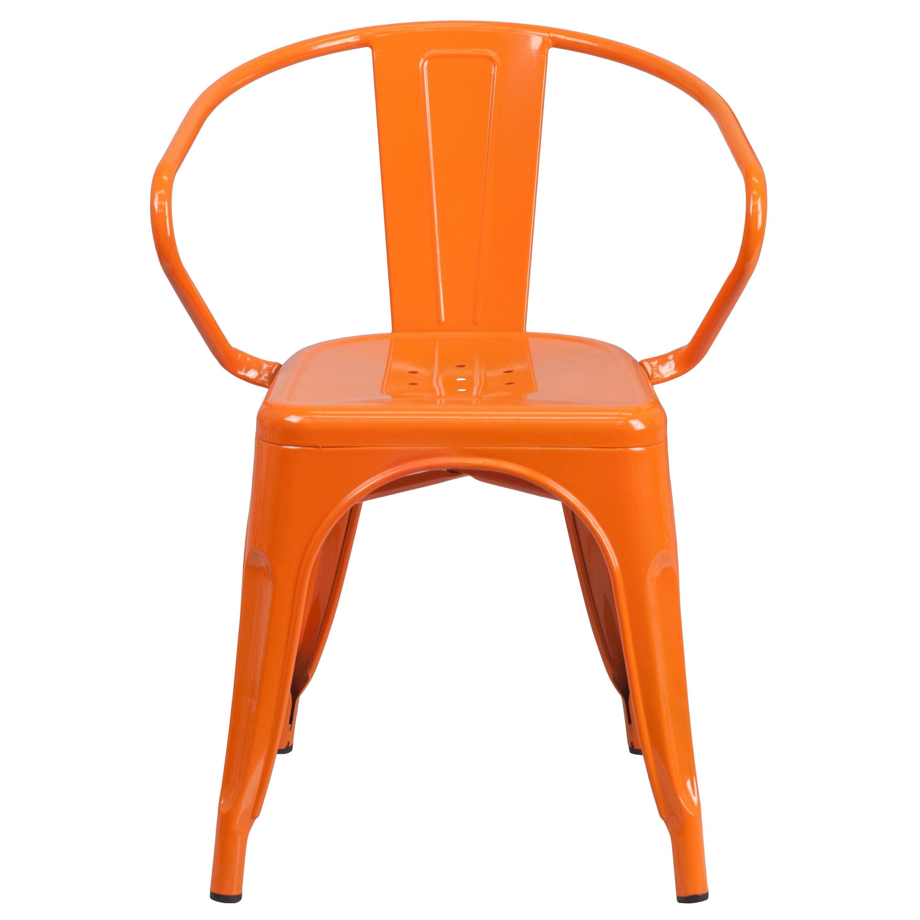 Luna Commercial Grade Orange Metal Indoor-Outdoor Chair with Arms