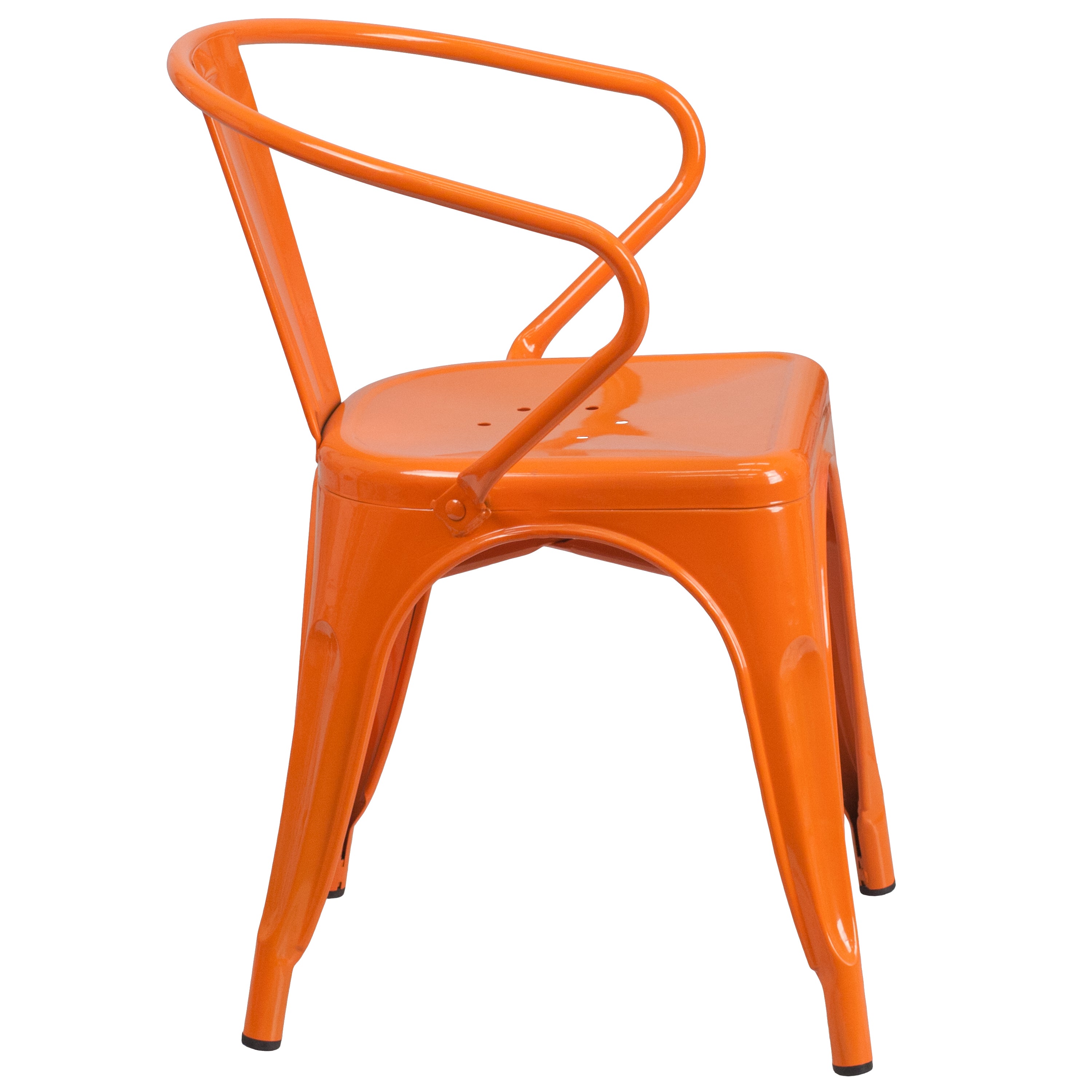 Owen Commercial Grade 23.75" Square Orange Metal Indoor-Outdoor Table Set with 2 Arm Chairs