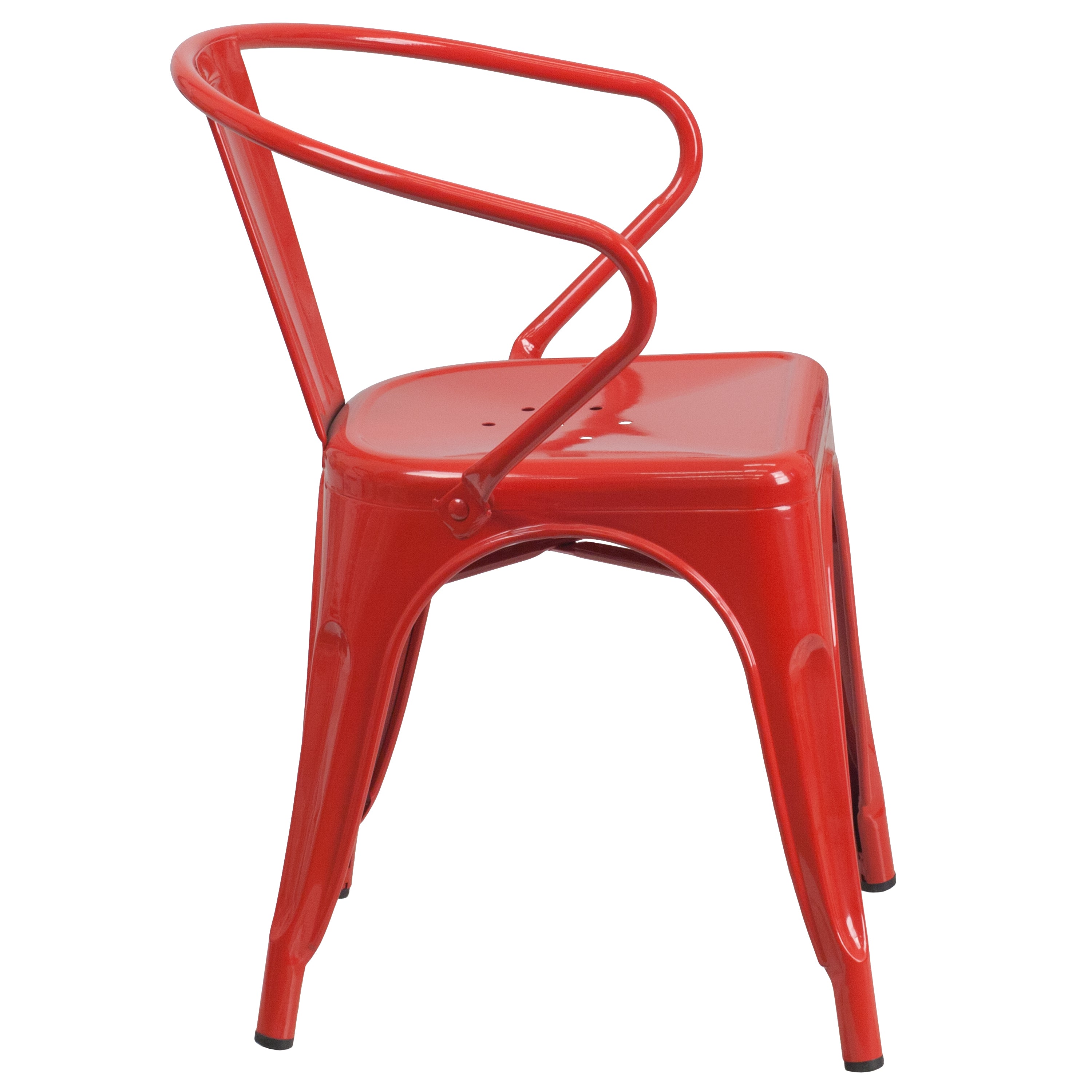 Luna Commercial Grade Red Metal Indoor-Outdoor Chair with Arms