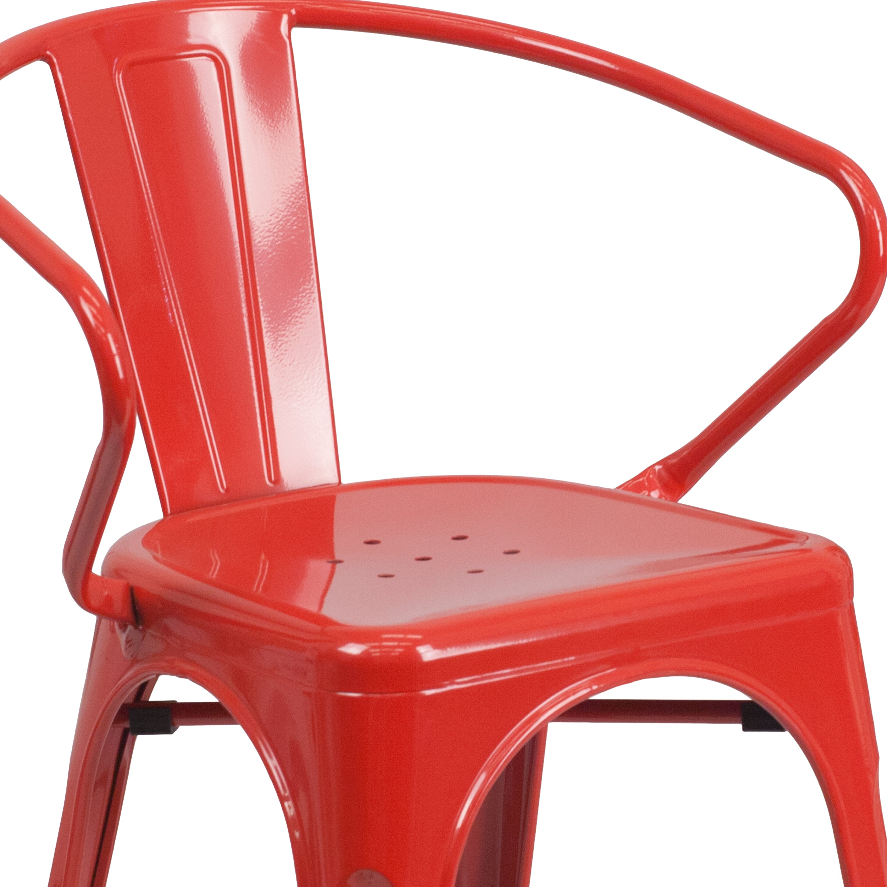 Luna Commercial Grade Red Metal Indoor-Outdoor Chair with Arms