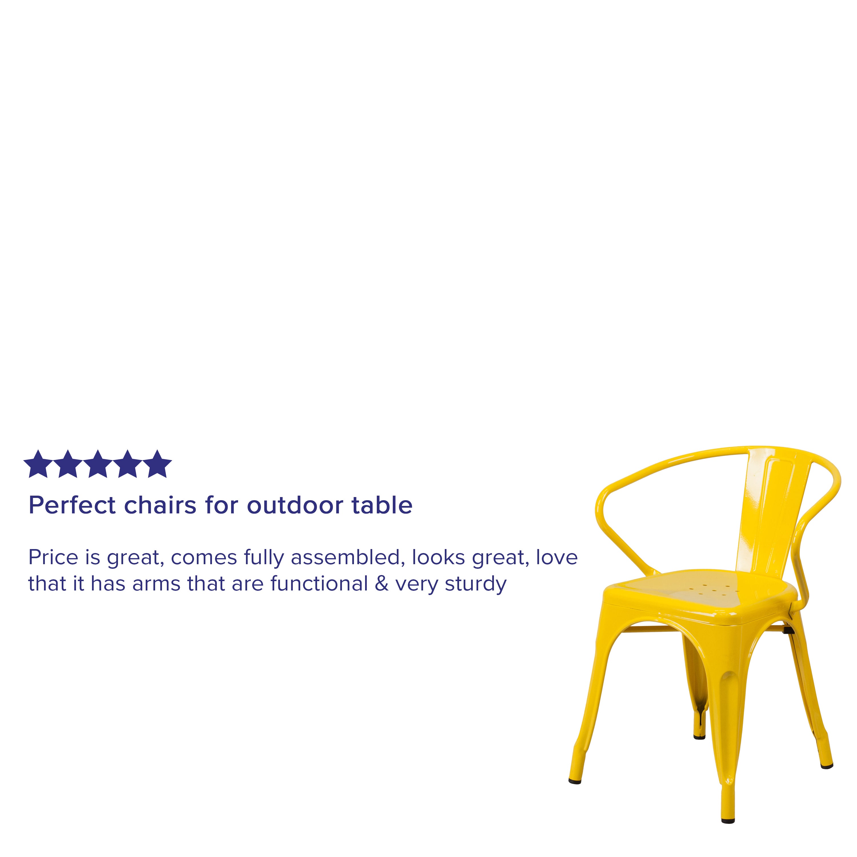 Luna Commercial Grade Yellow Metal Indoor-Outdoor Chair with Arms