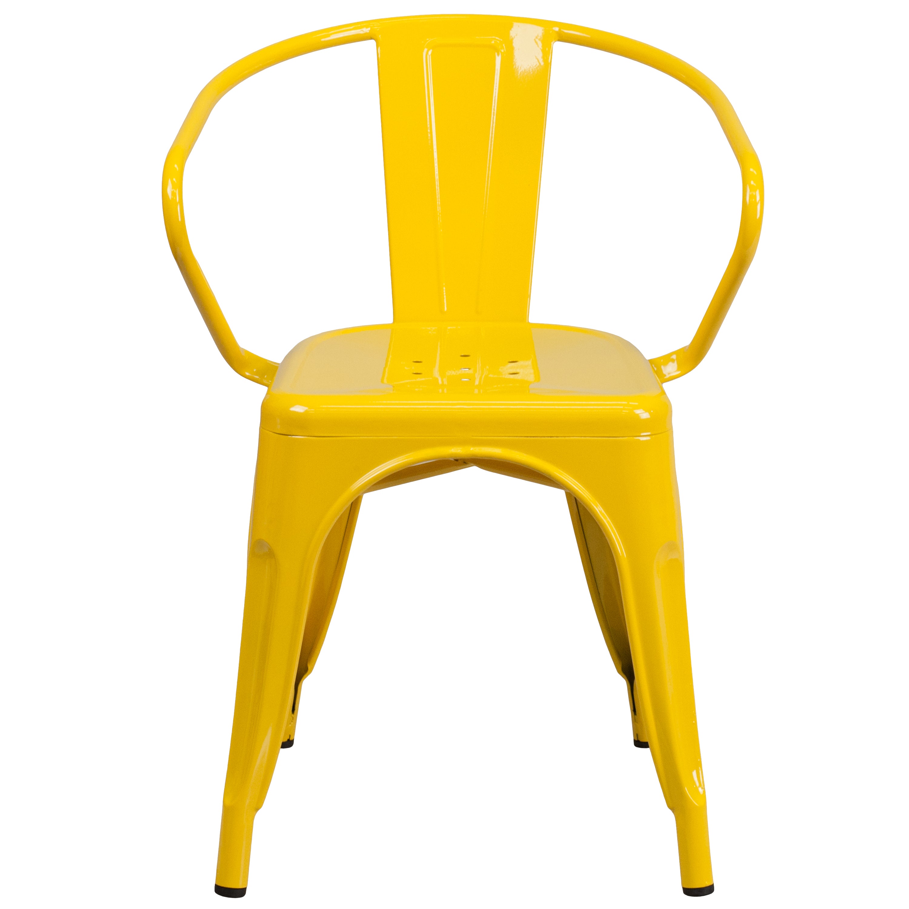 Luna Commercial Grade Yellow Metal Indoor-Outdoor Chair with Arms